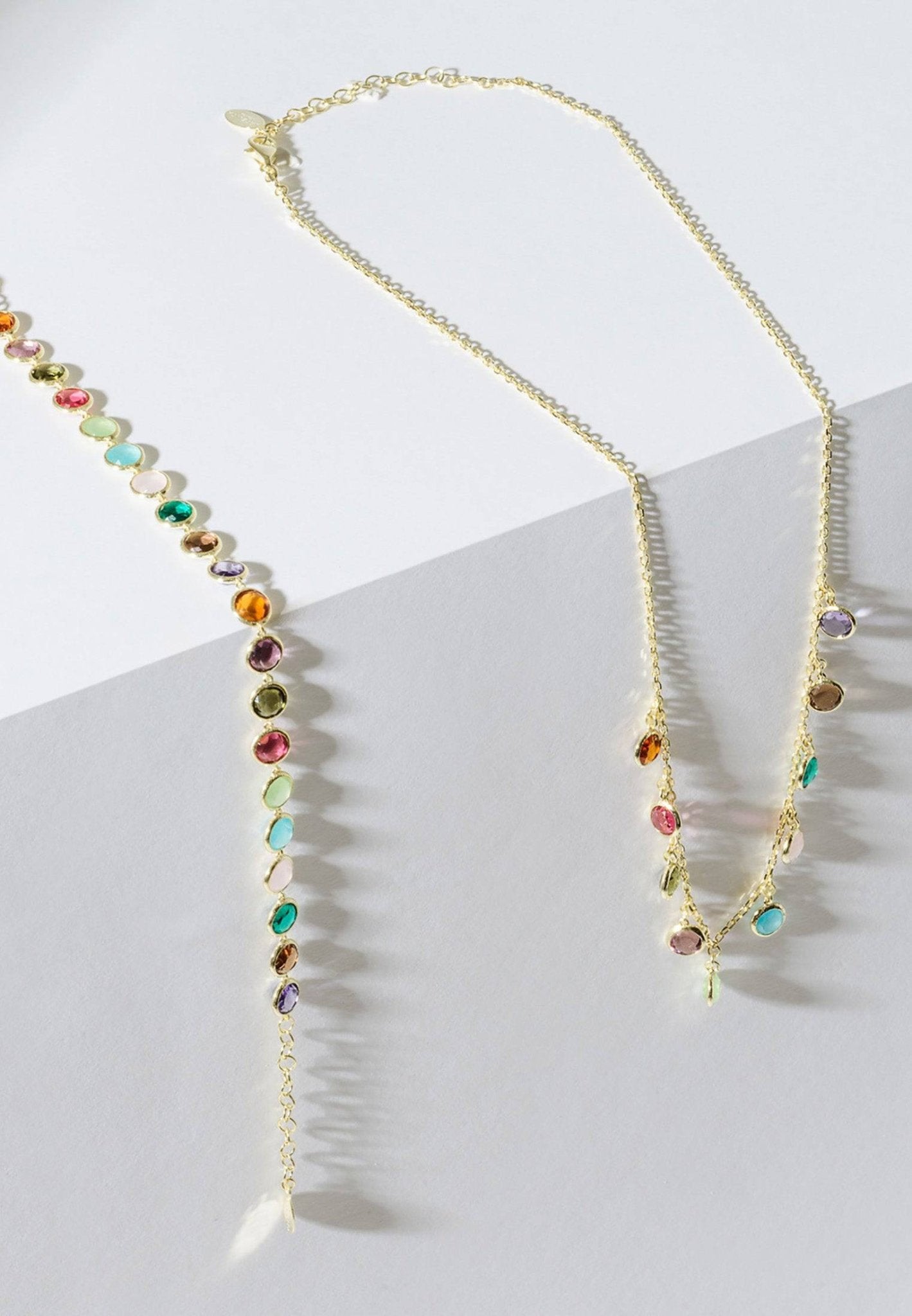Florence Necklace Dipped in Gold with Multi-Colored Gemstones - Accessory101