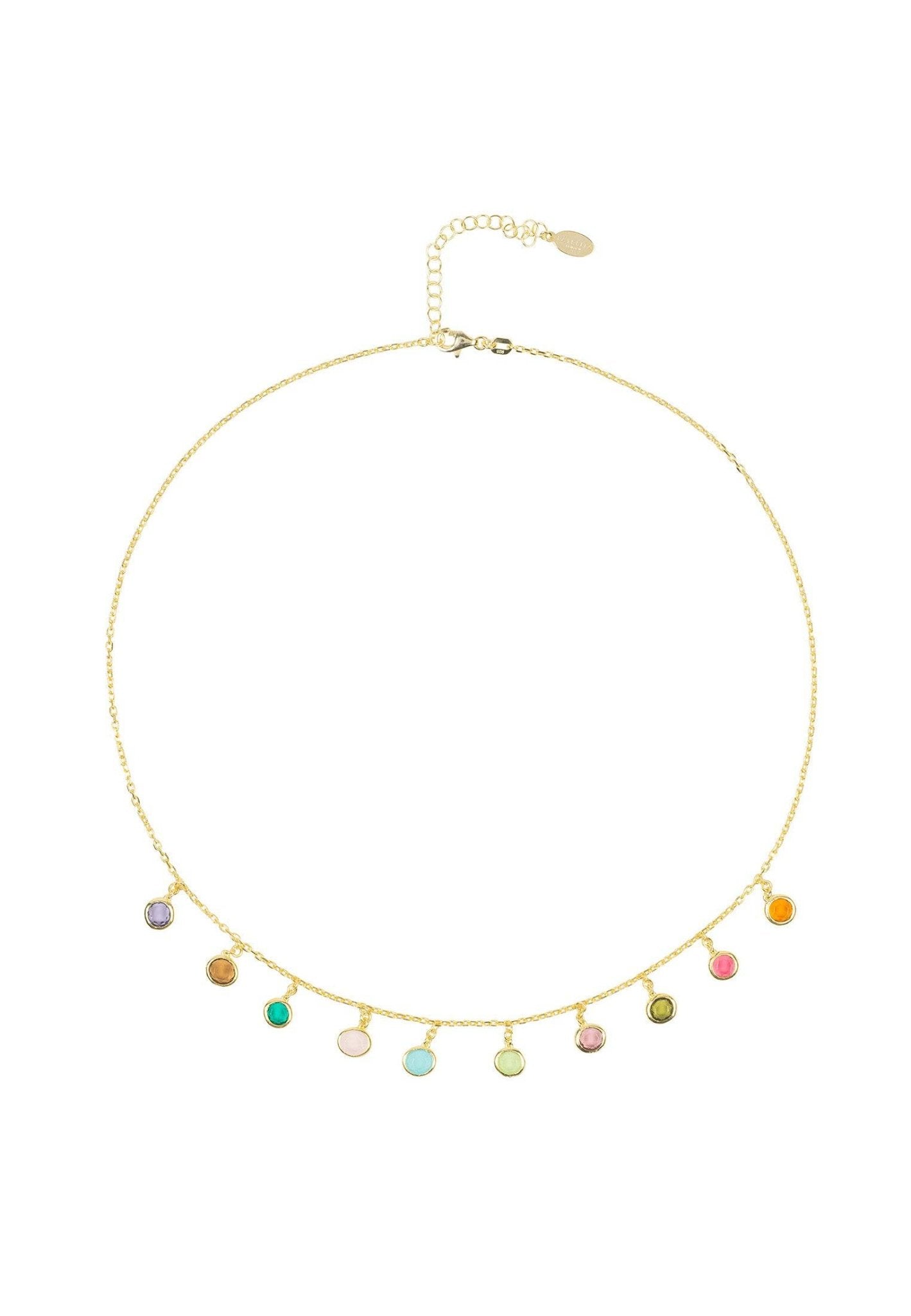 Florence Necklace Dipped in Gold with Multi-Colored Gemstones - Accessory101