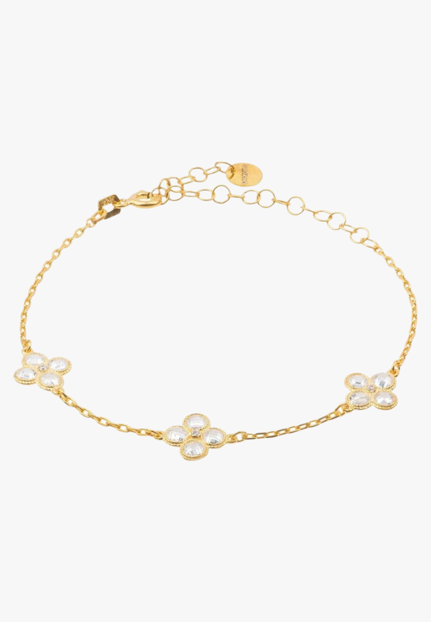Flower clover triple bracelet gold