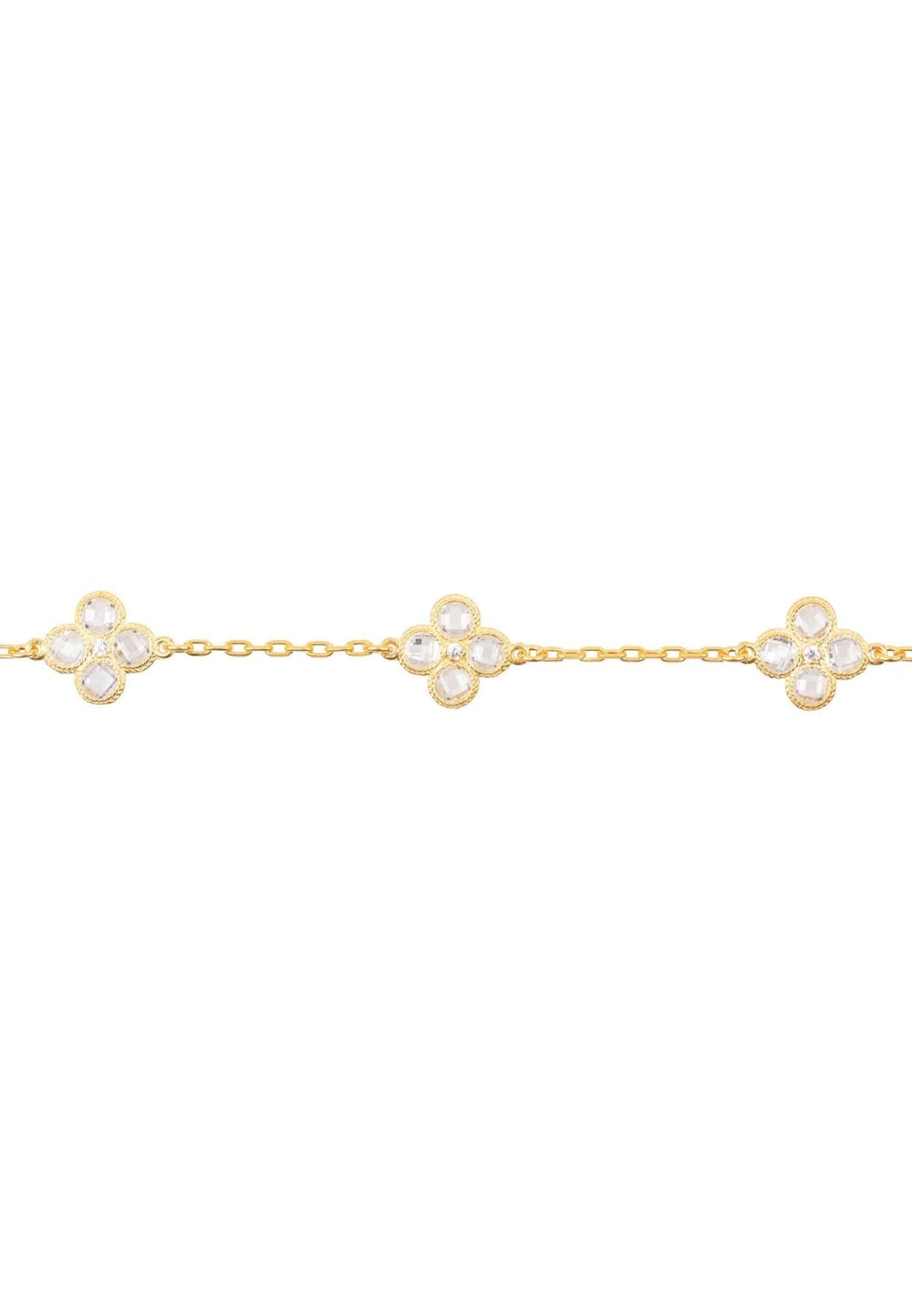 Flower clover triple bracelet gold