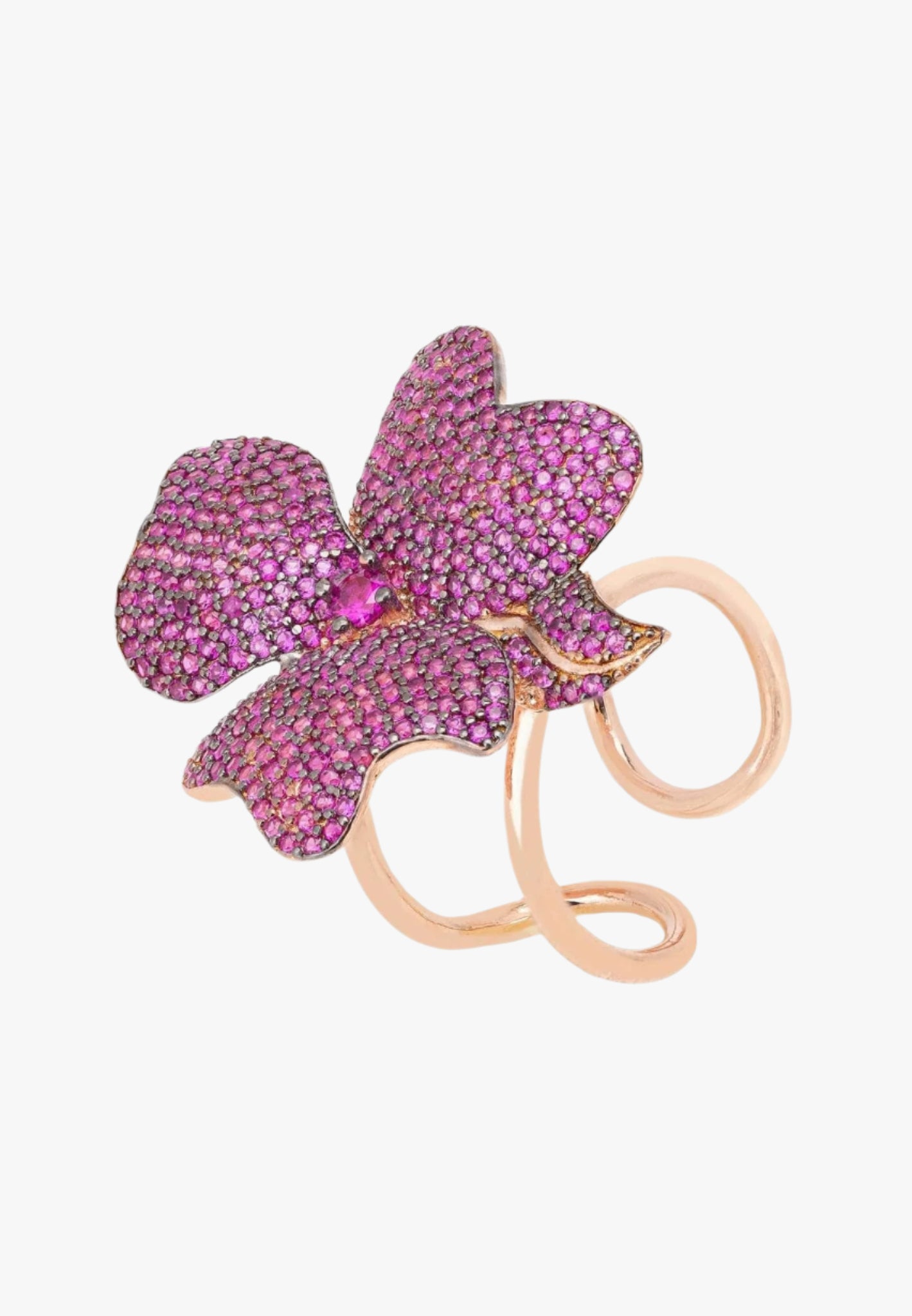 Flower cocktail ring rosegold ruby