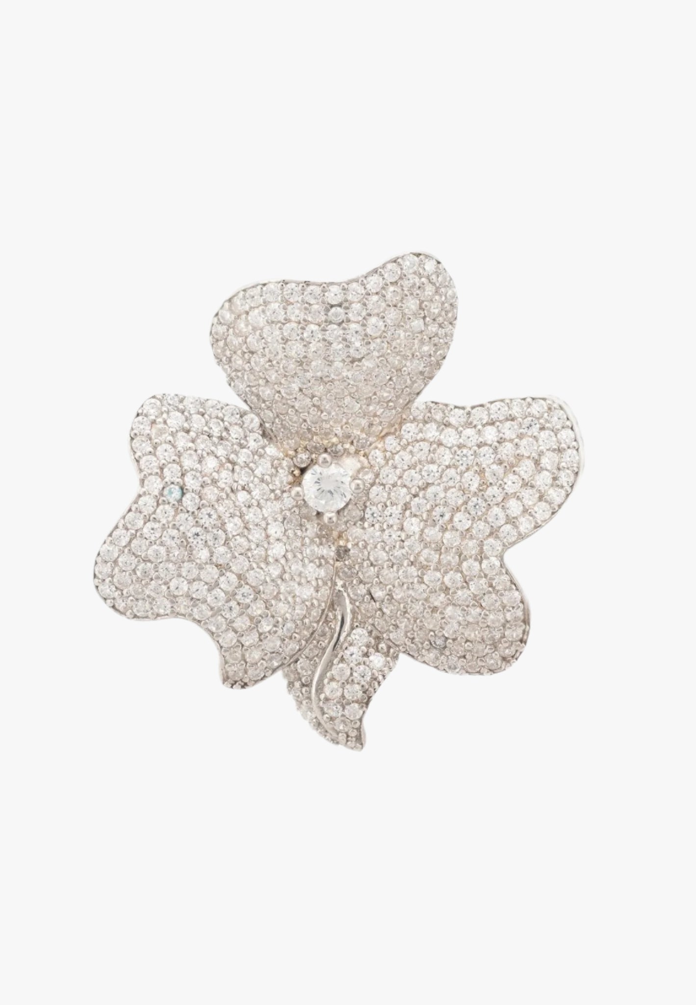Floral sparkle cocktail ring in silver