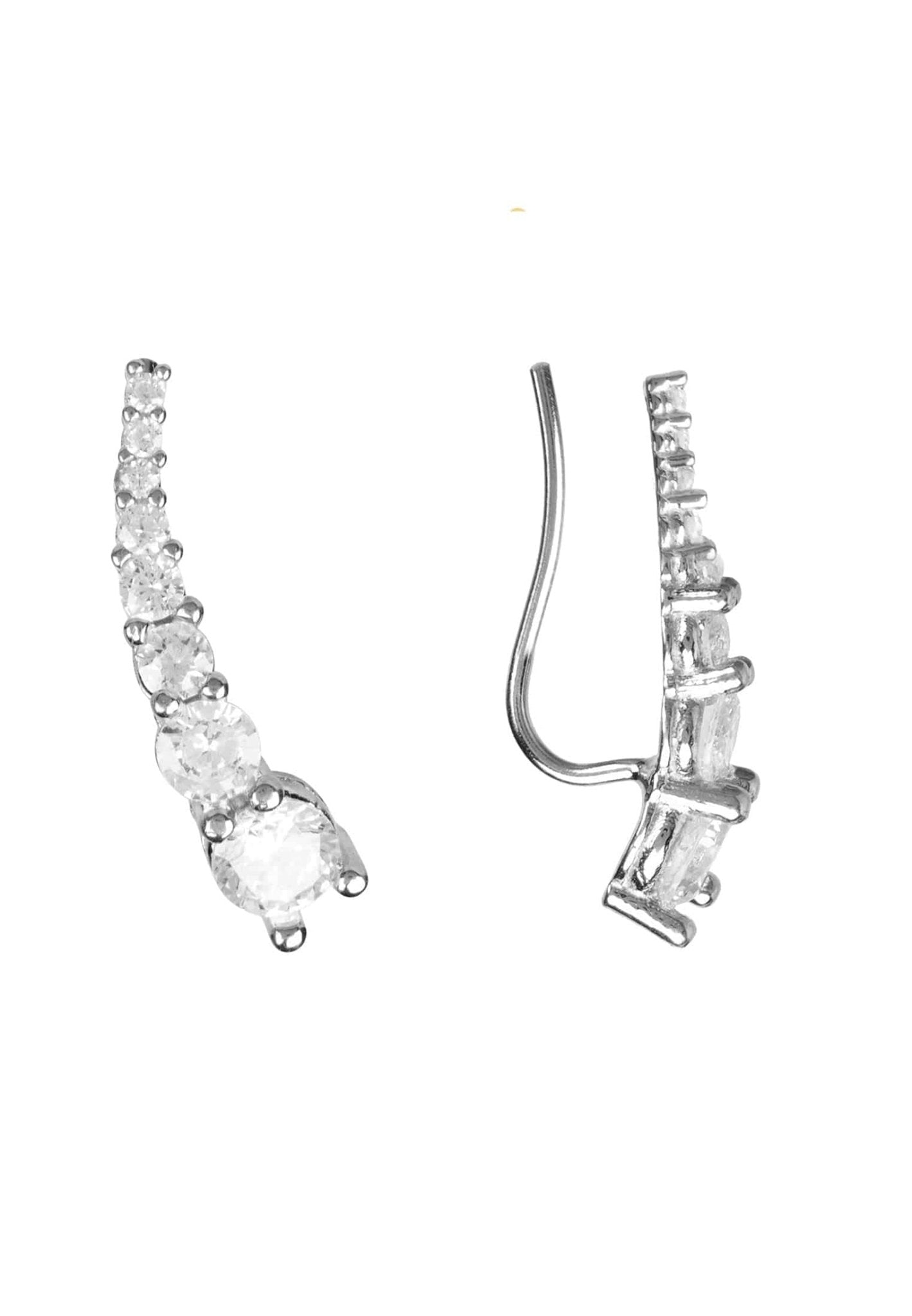 Graduated Ear Climber Pair in Silver - Accessory101