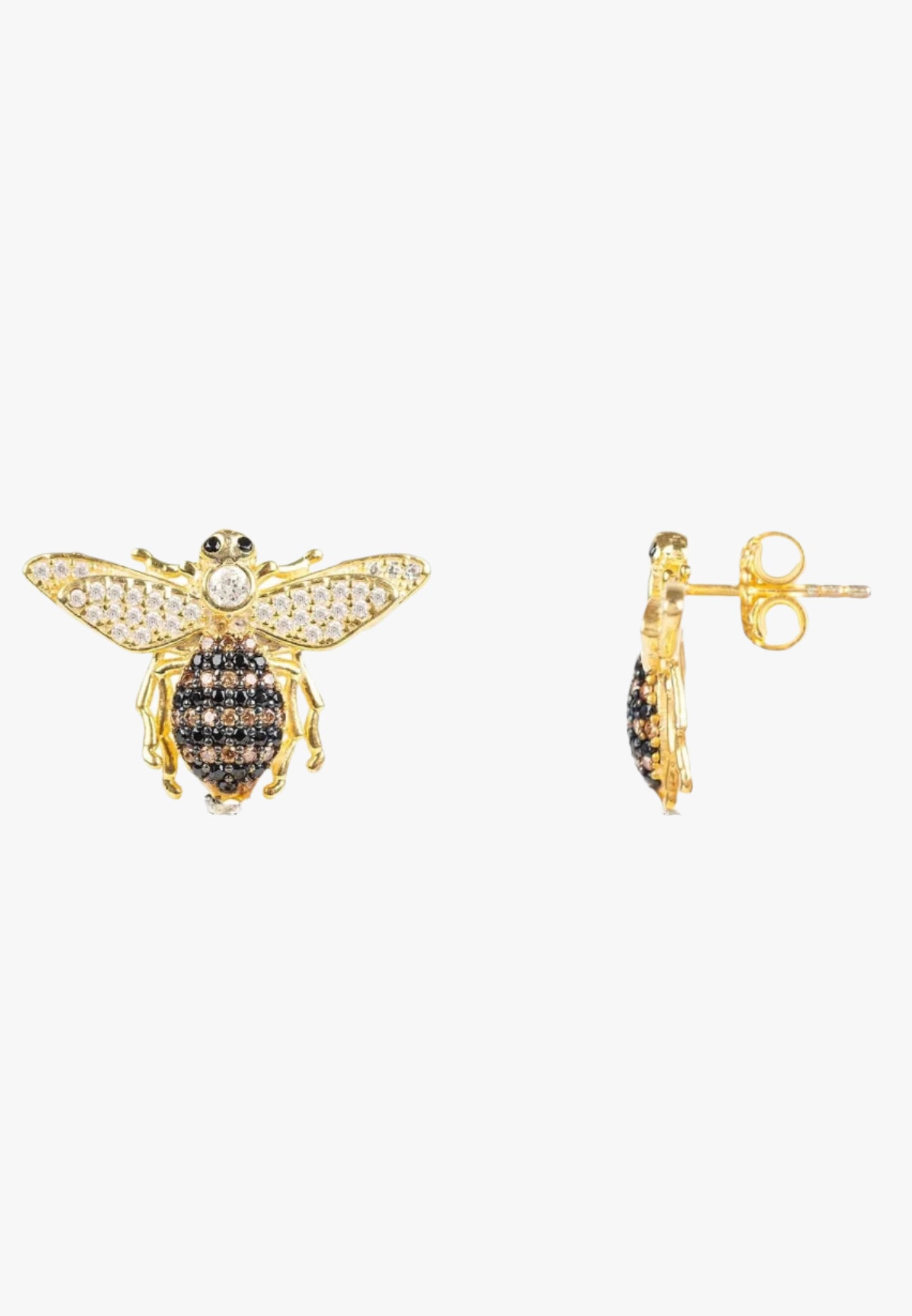Honey bee stud earrings gold