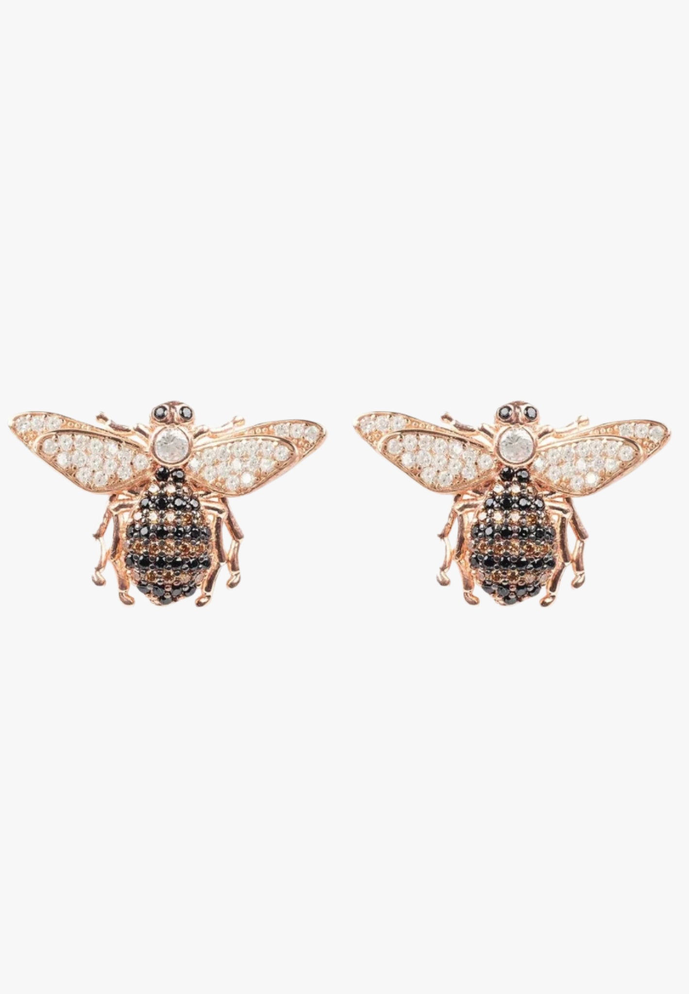 Playful rose gold honey bee studs