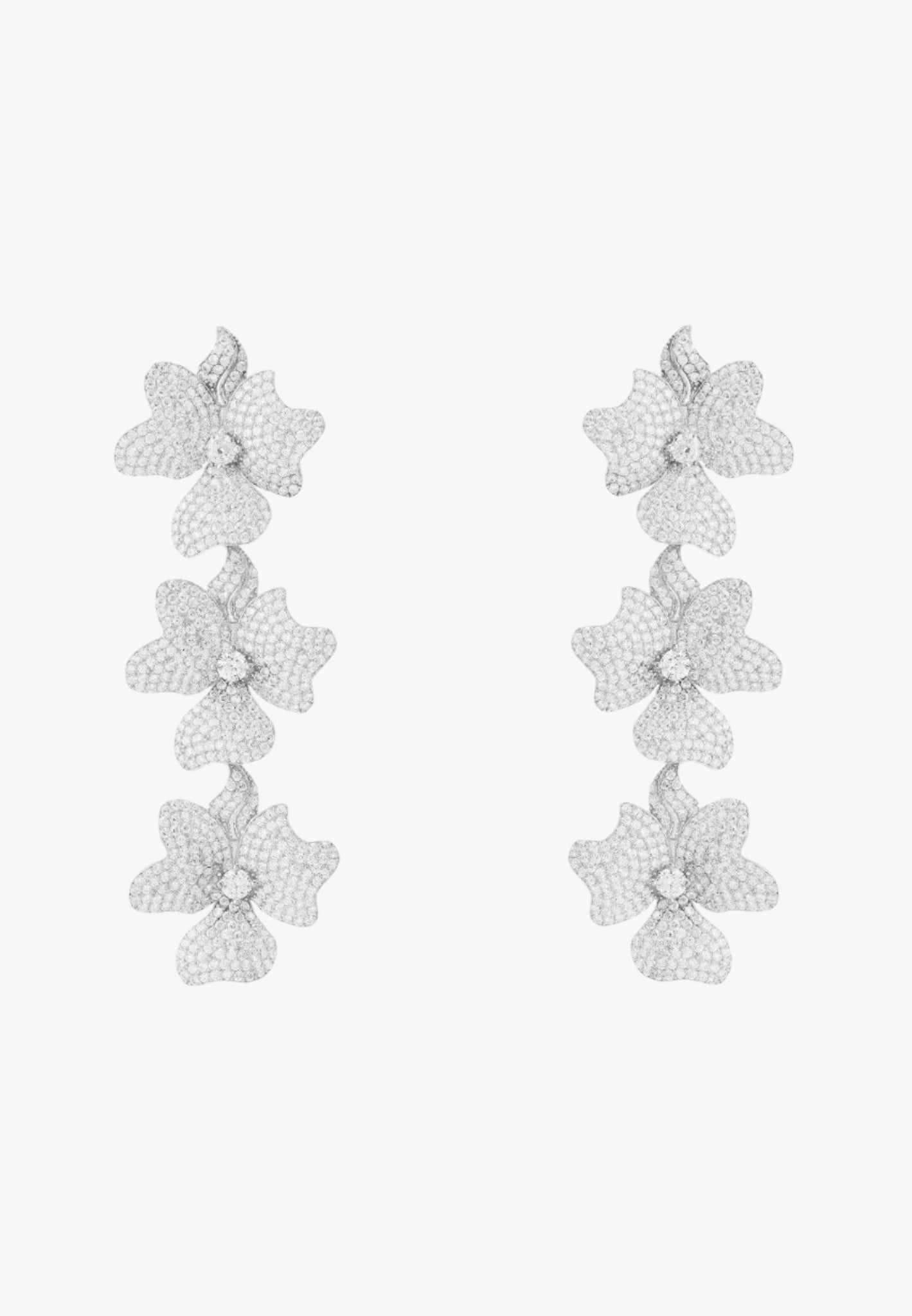Jasmine flower triple drop earrings silver