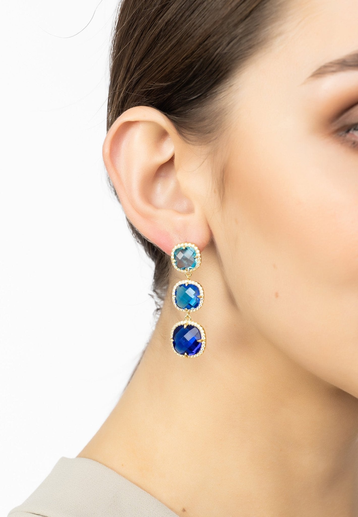 Knightsbridge gold earrings with blues