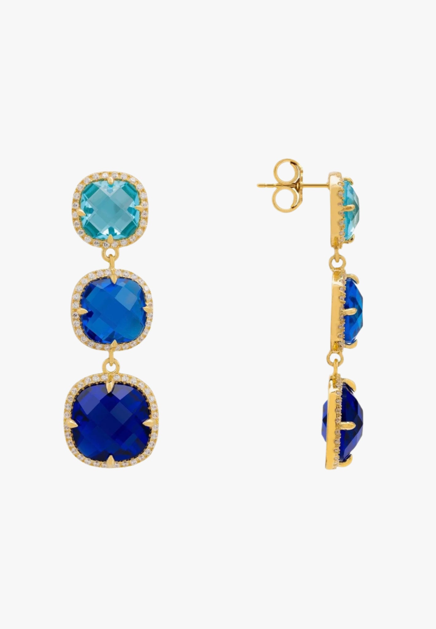 Knightsbridge gold earrings with blues