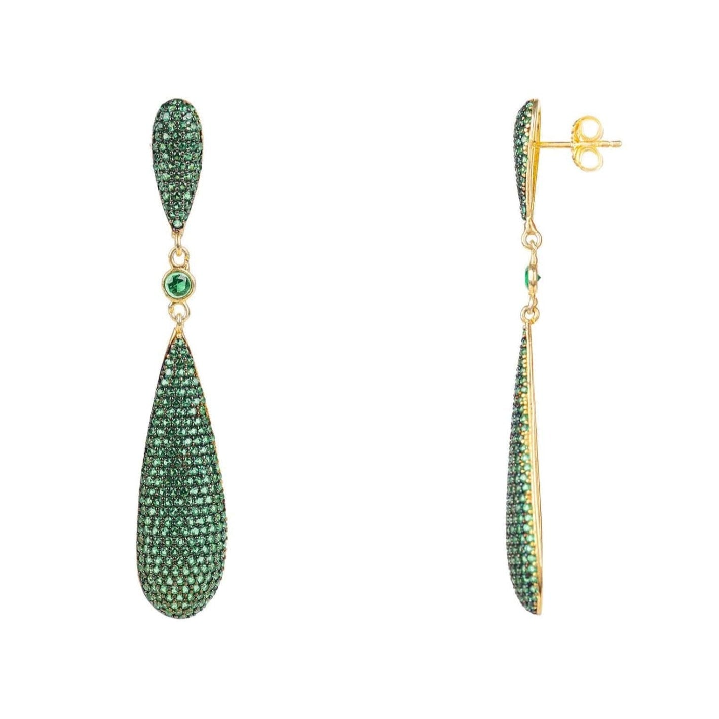 Coco Long Drop Earrings in Emerald Green Gold - Accessory101