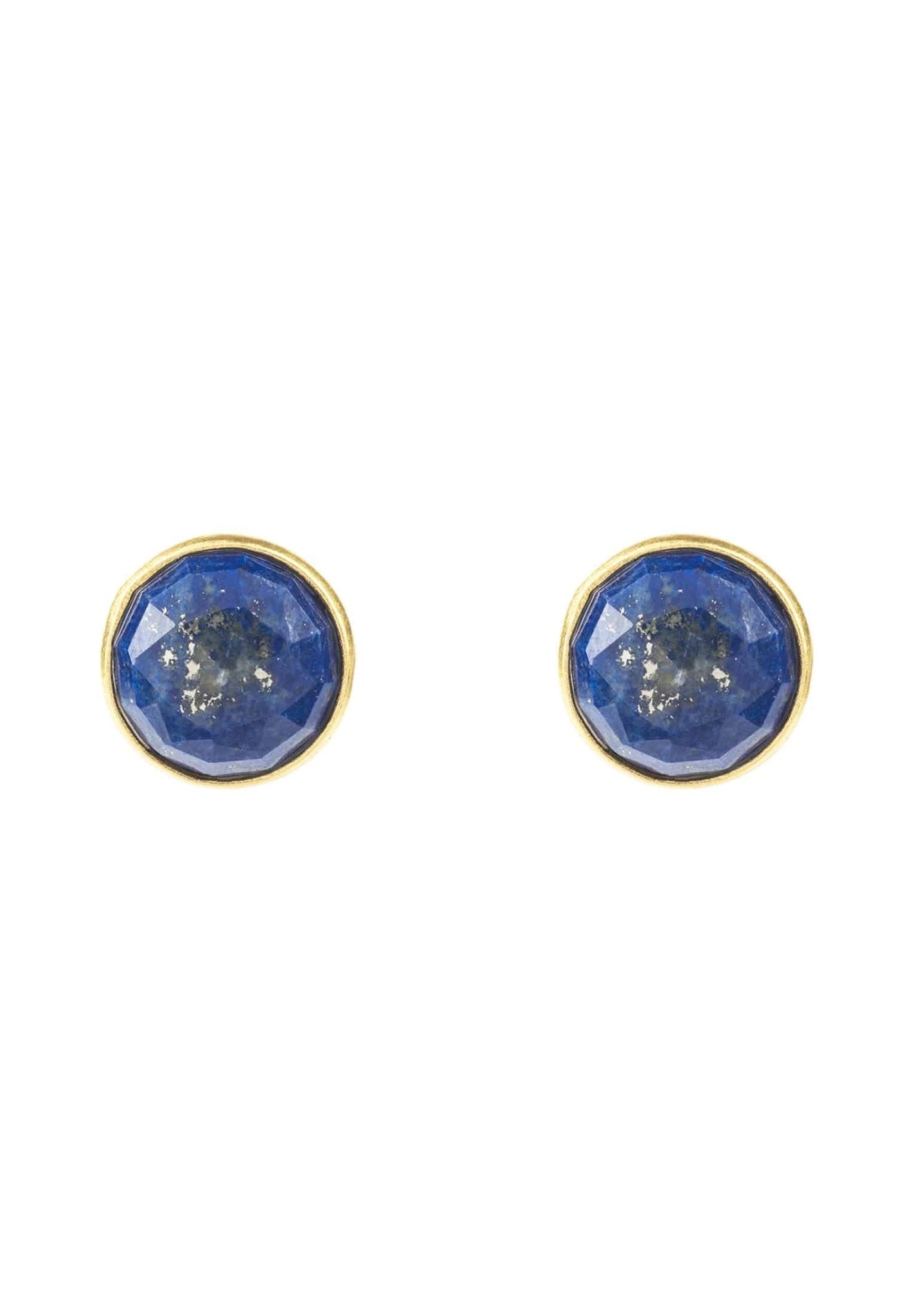 Medium circle gemstone earrings in lapis lazuli