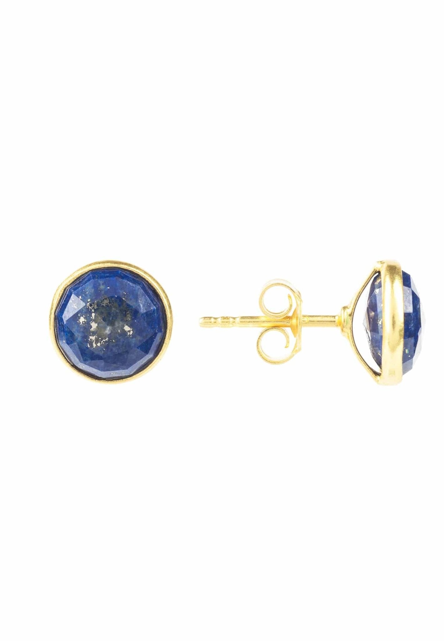 Medium circle gemstone earrings in lapis lazuli