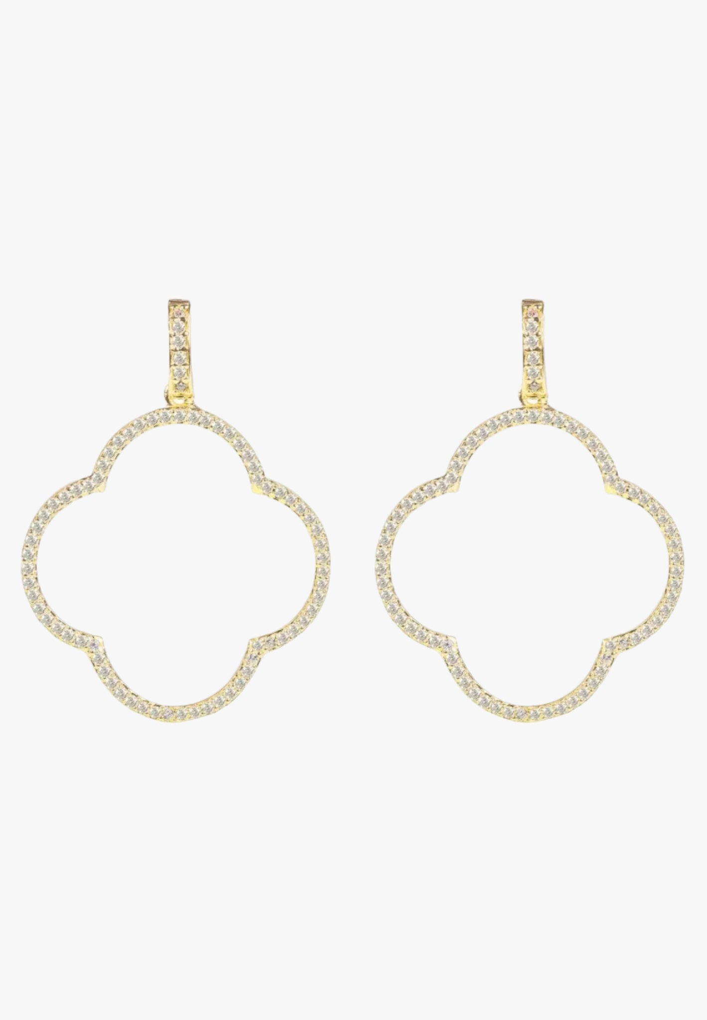 Open clover large drop earrings with cz