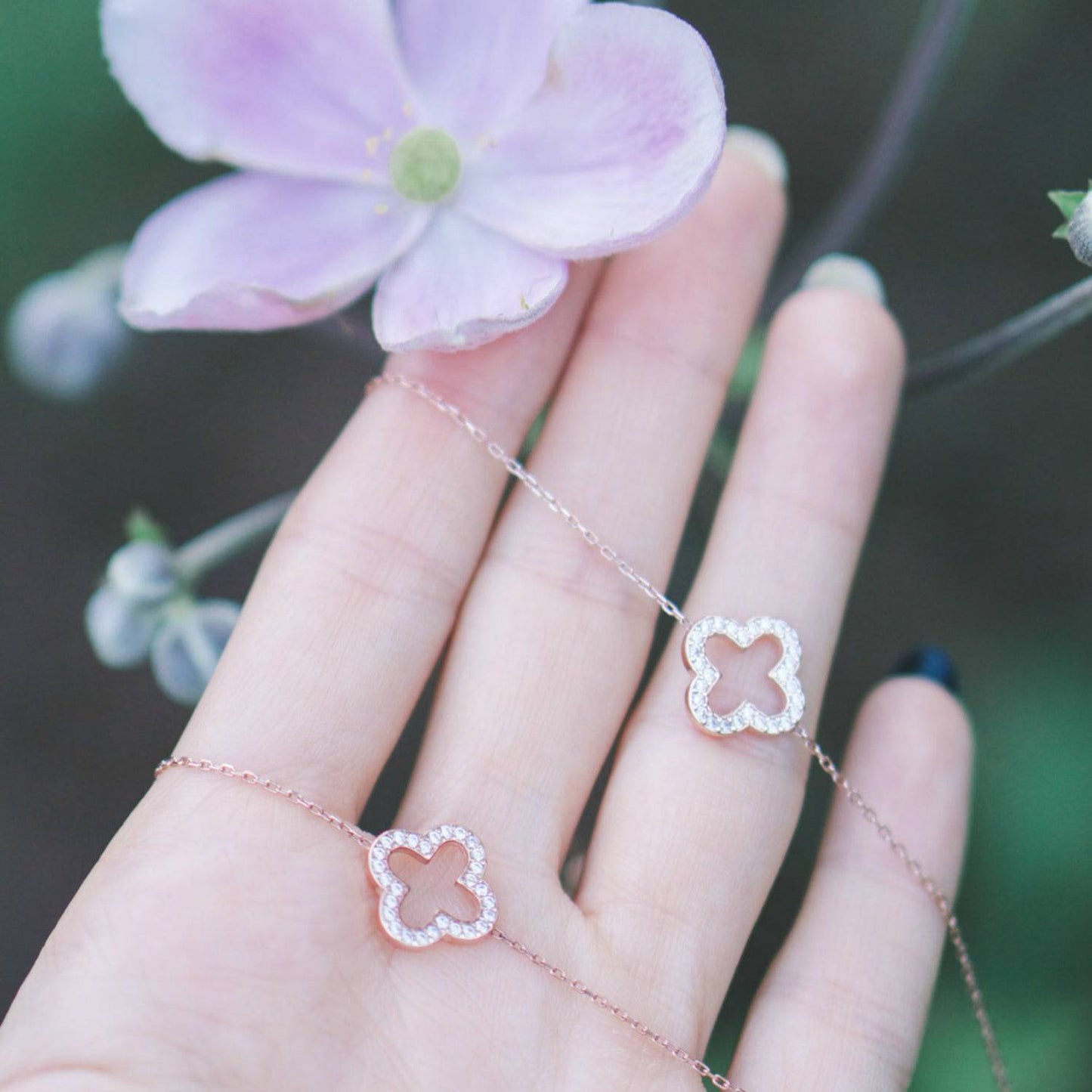 Clover Necklace in Rose Gold-Plated Zircon - Accessory101