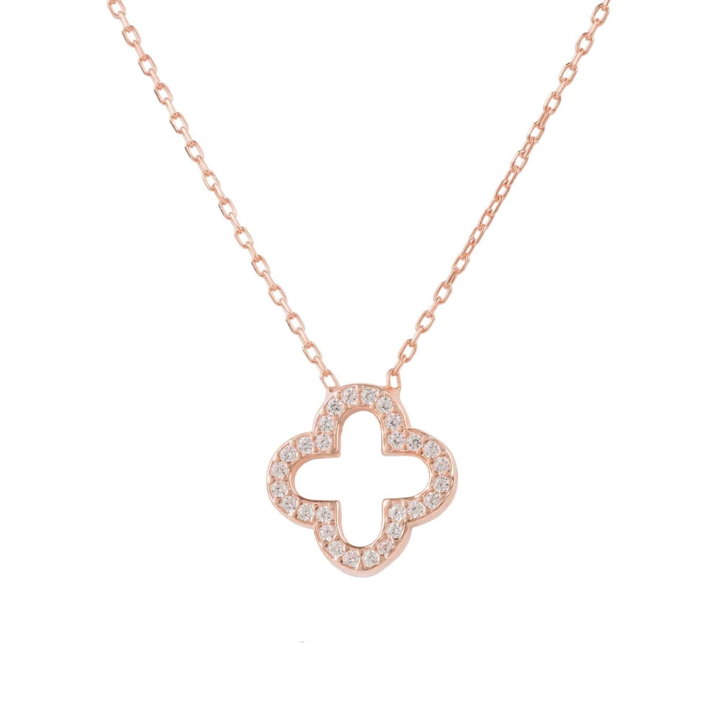 Open Clover Pendant Necklace Dipped in Gold