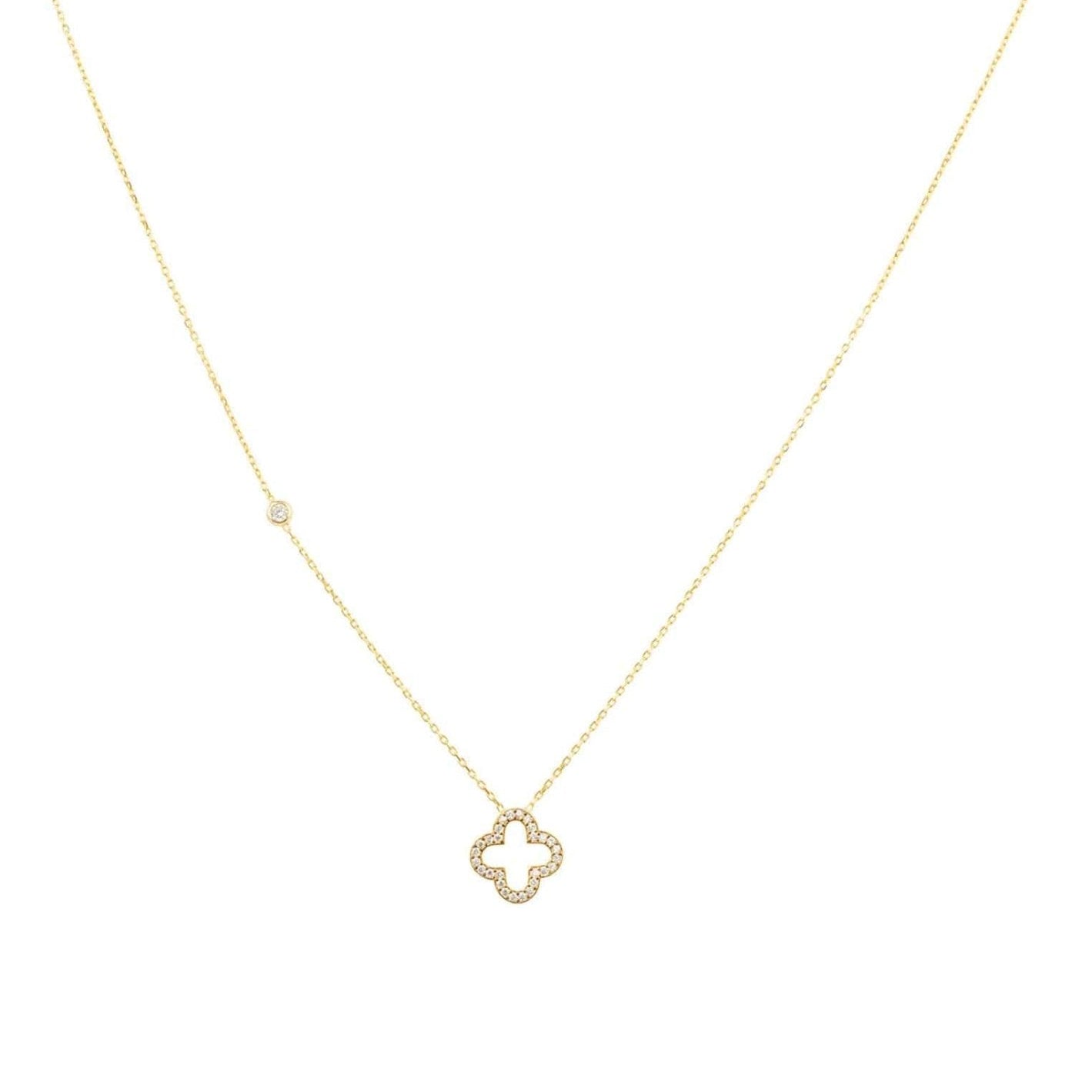 Open Clover Pendant Necklace Dipped in Gold