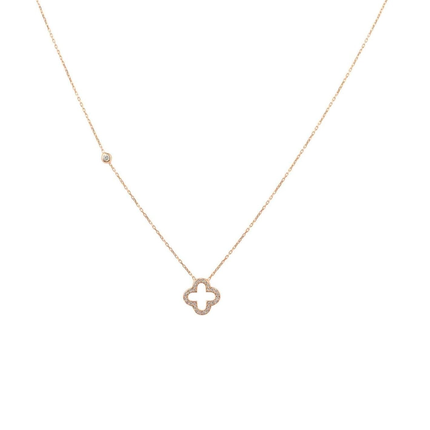 Open Clover Pendant Necklace Dipped in Gold