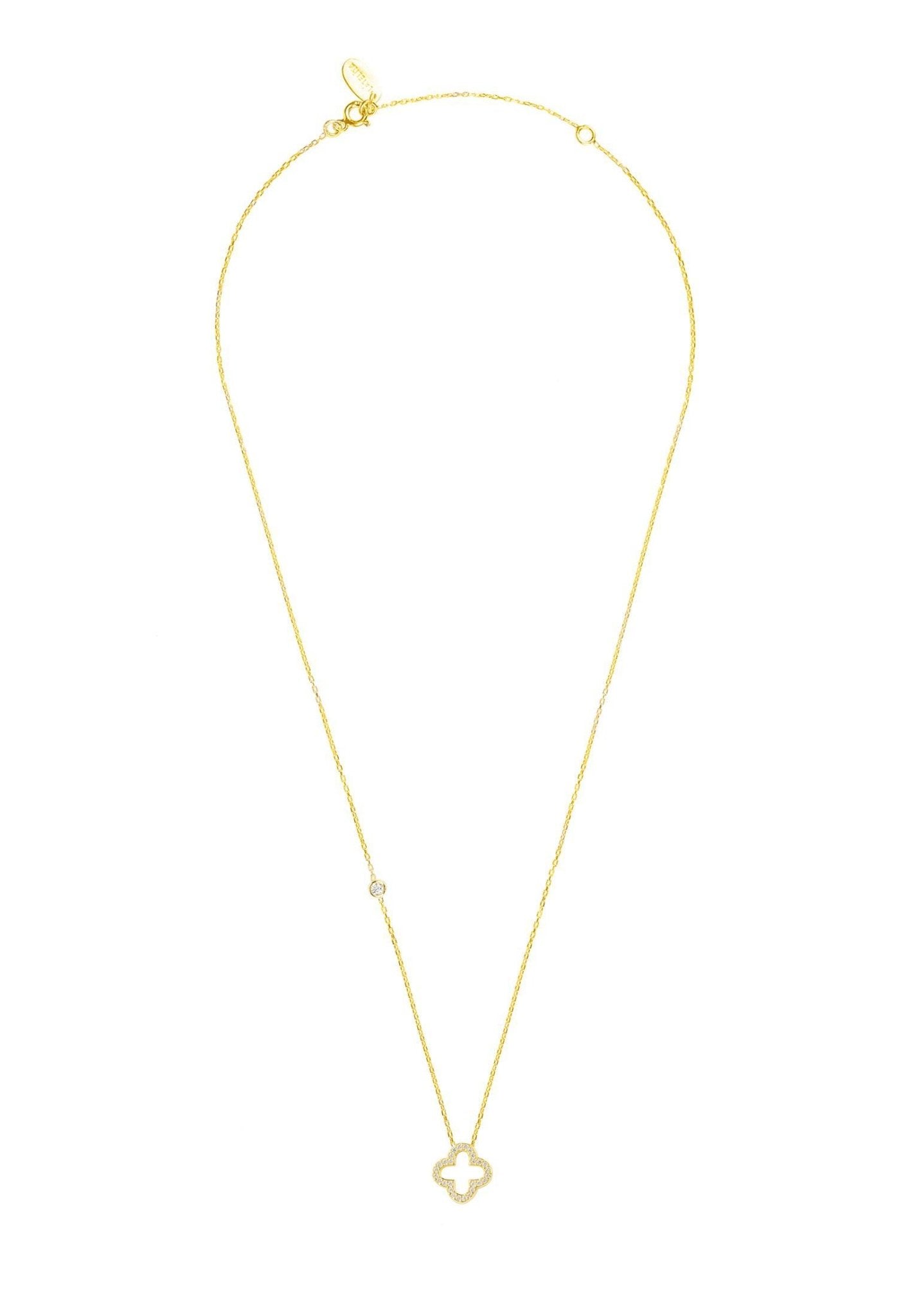 Open Clover Pendant Necklace Dipped in Gold
