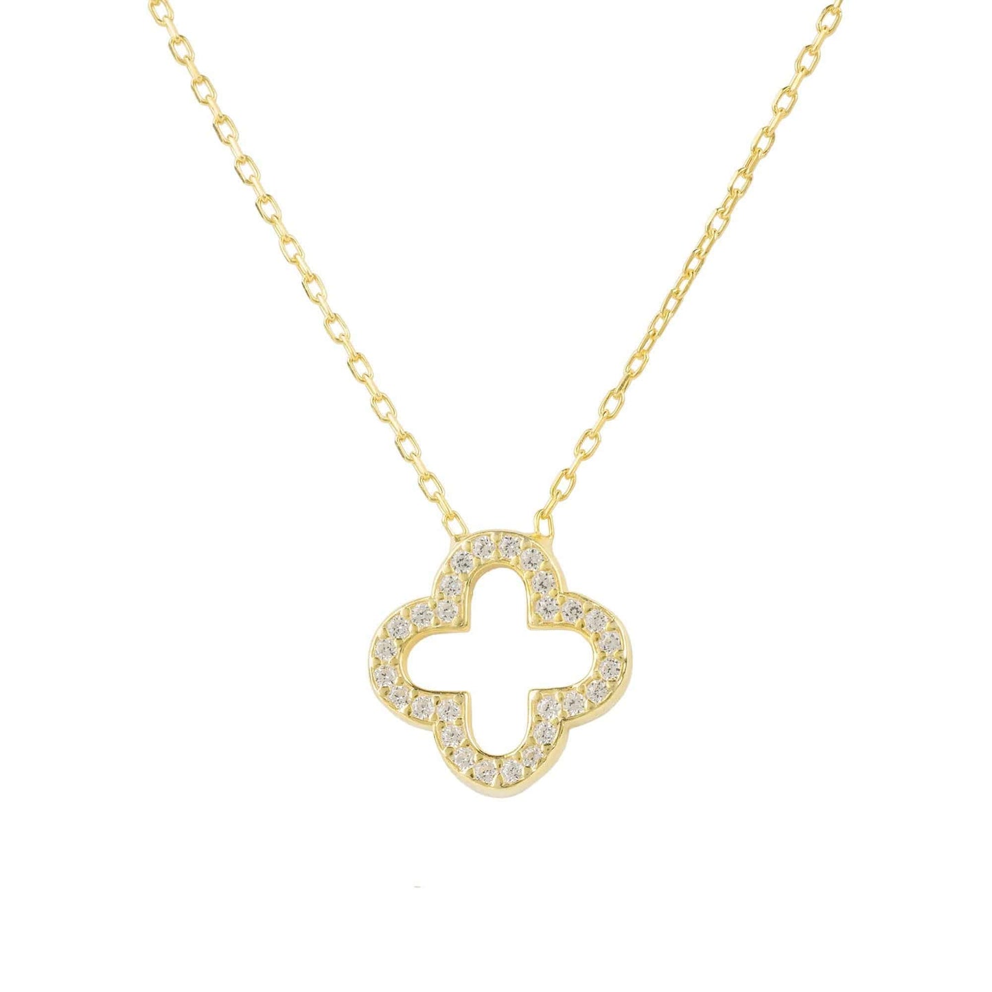 Open Clover Pendant Necklace Dipped in Gold