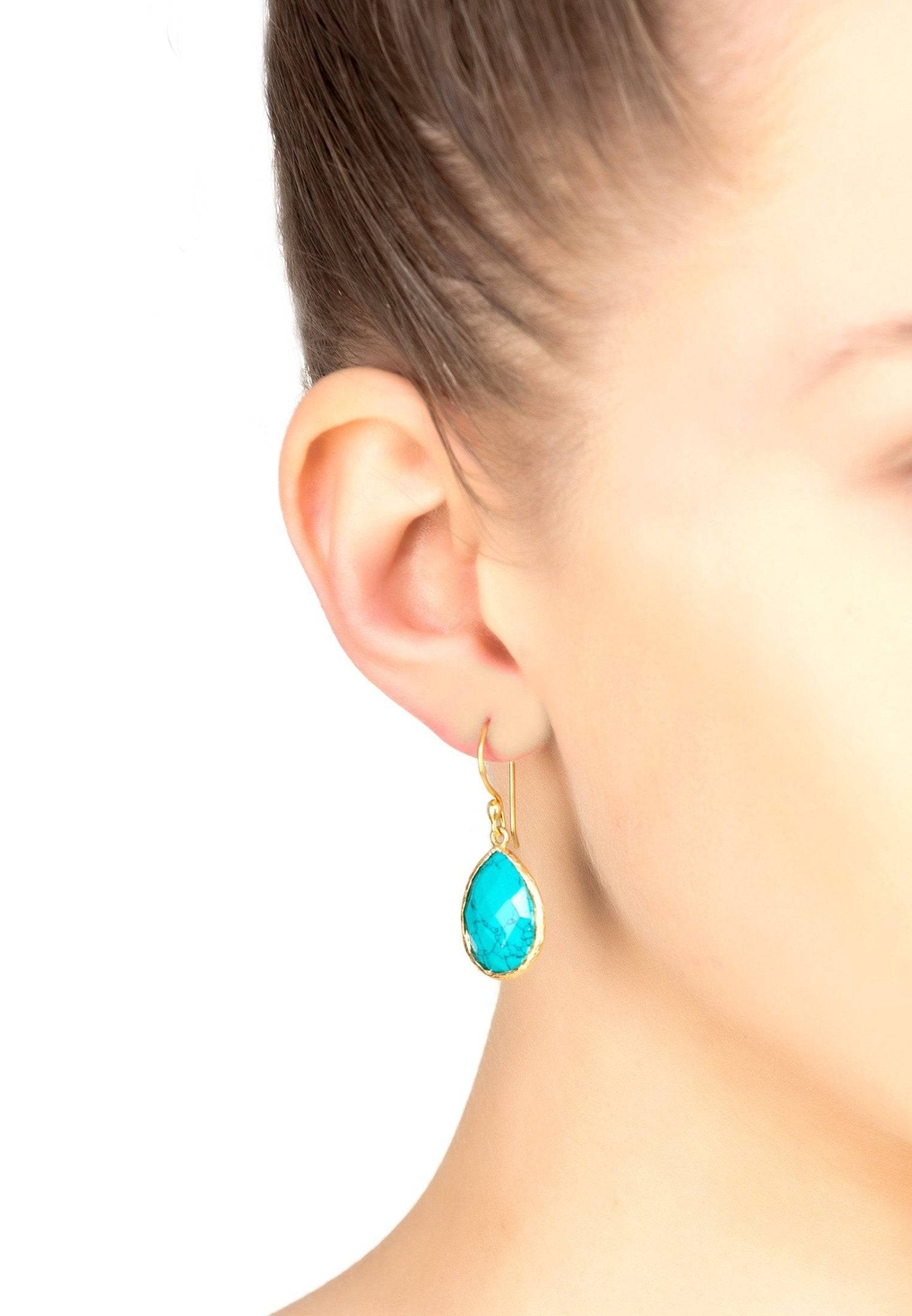 Petite drop earrings with turquoise charm
