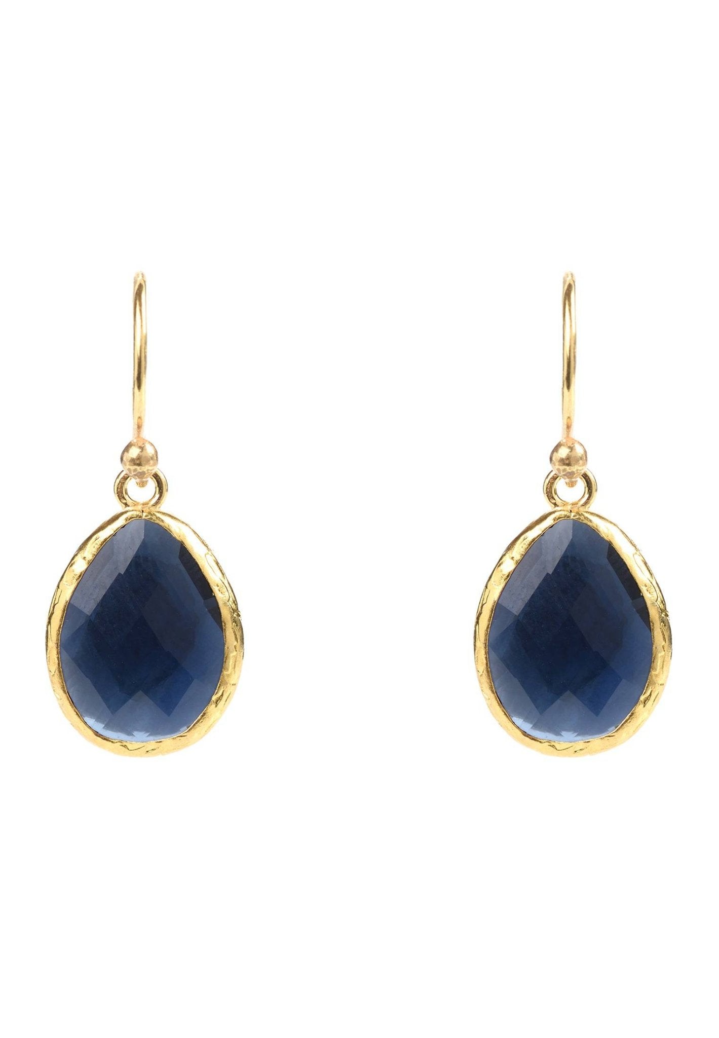 Petite Drop Earrings Dipped in Gold with Sapphire - Accessory101
