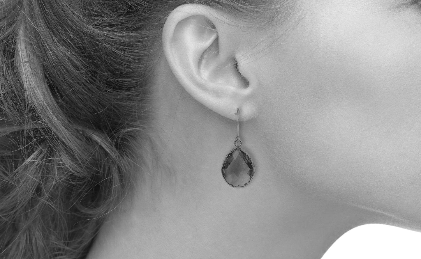 Petite Drop Earrings Dipped in Rose Gold with Smokey Quartz - Accessory101