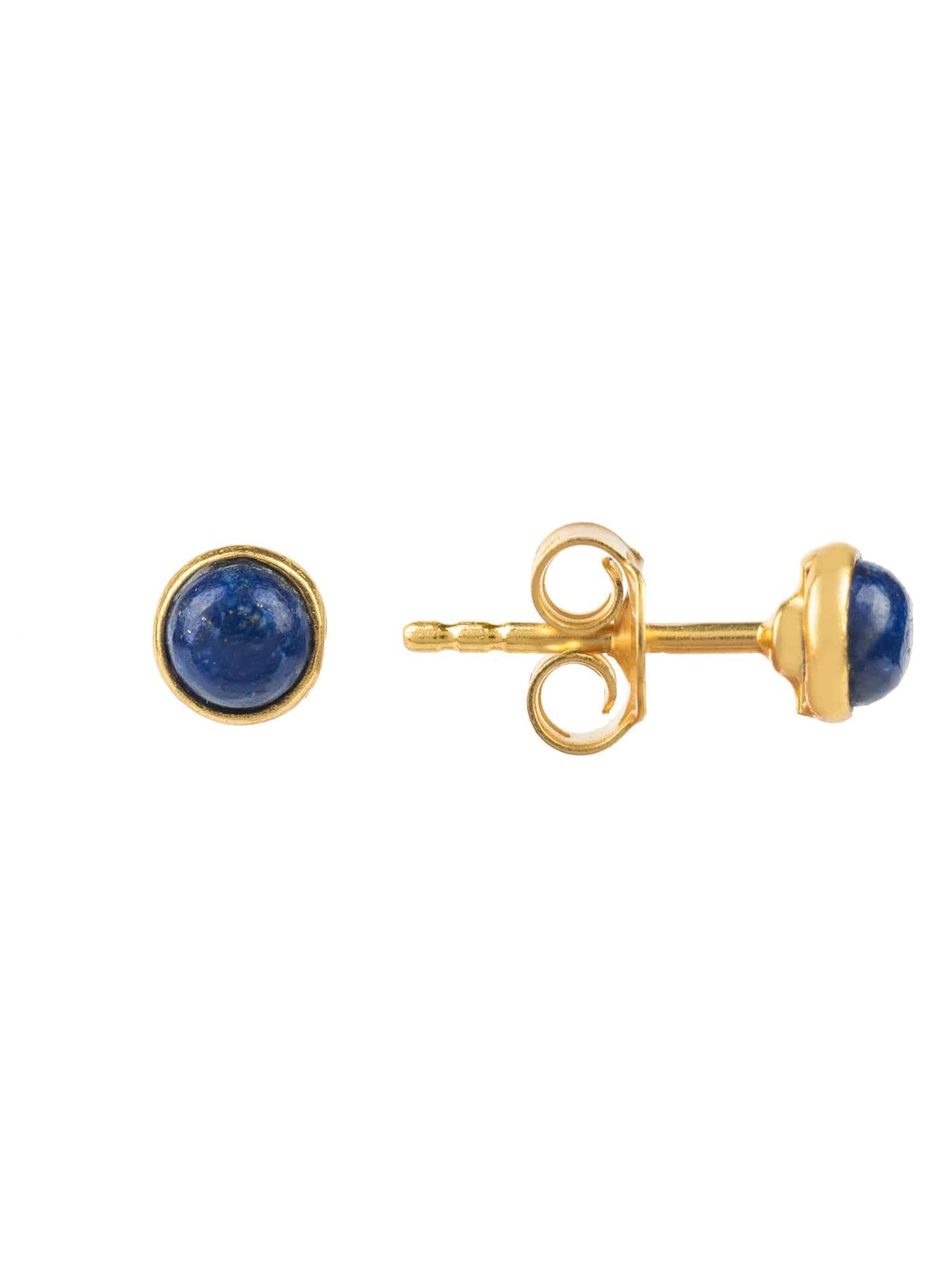 Petite Gemstone Stud Earrings Dipped in Gold with Lapis Lazuli - Accessory101