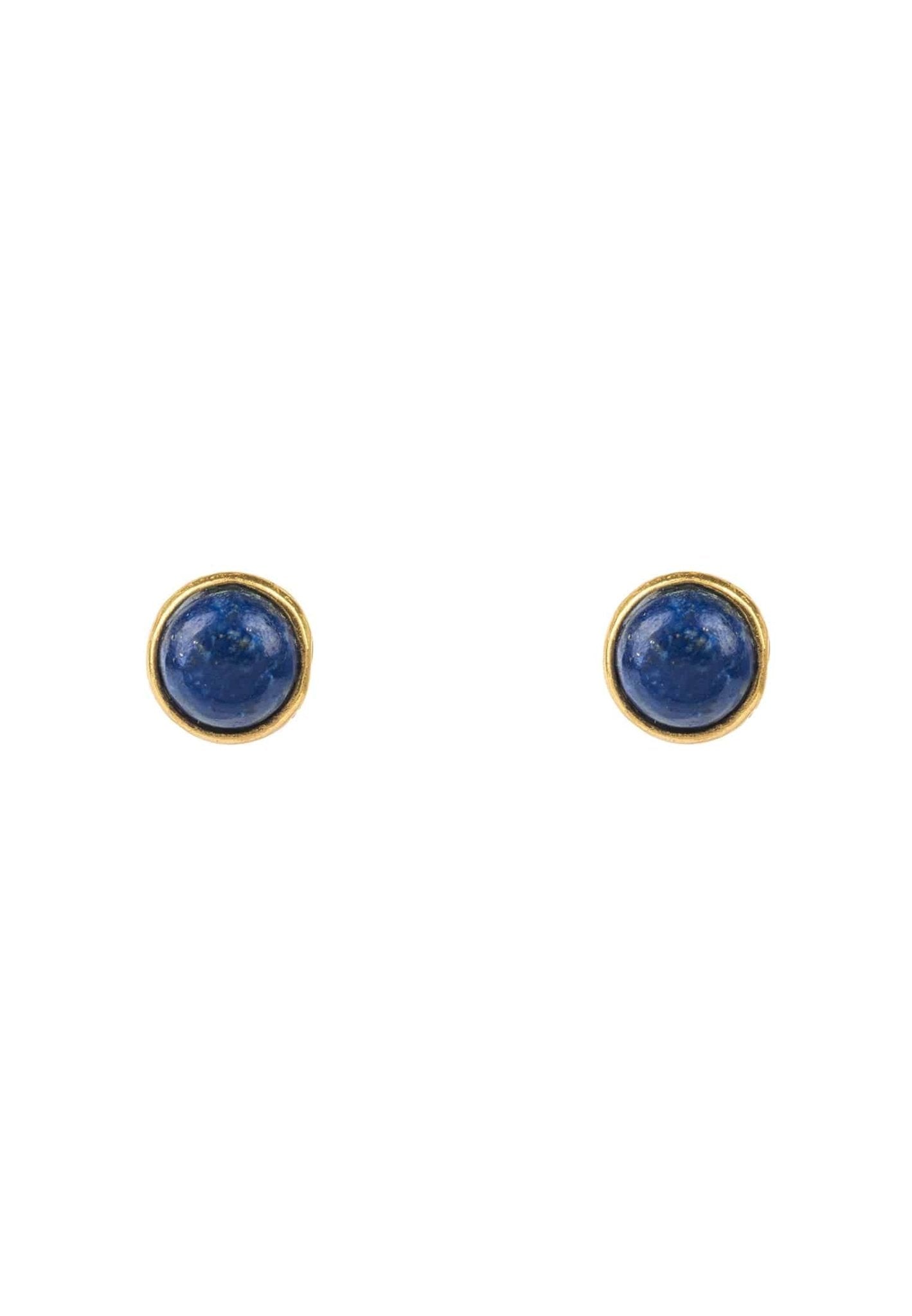 Petite Gemstone Stud Earrings Dipped in Gold with Lapis Lazuli - Accessory101
