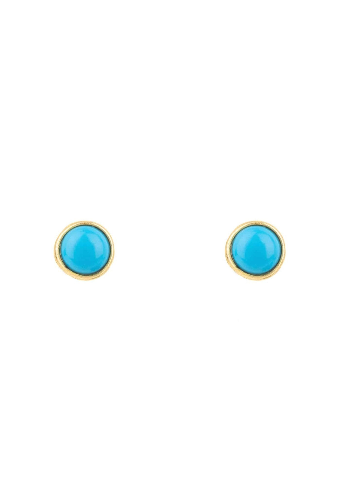 Petite Gemstone Stud Earrings Dipped in Gold with Turquoise - Accessory101