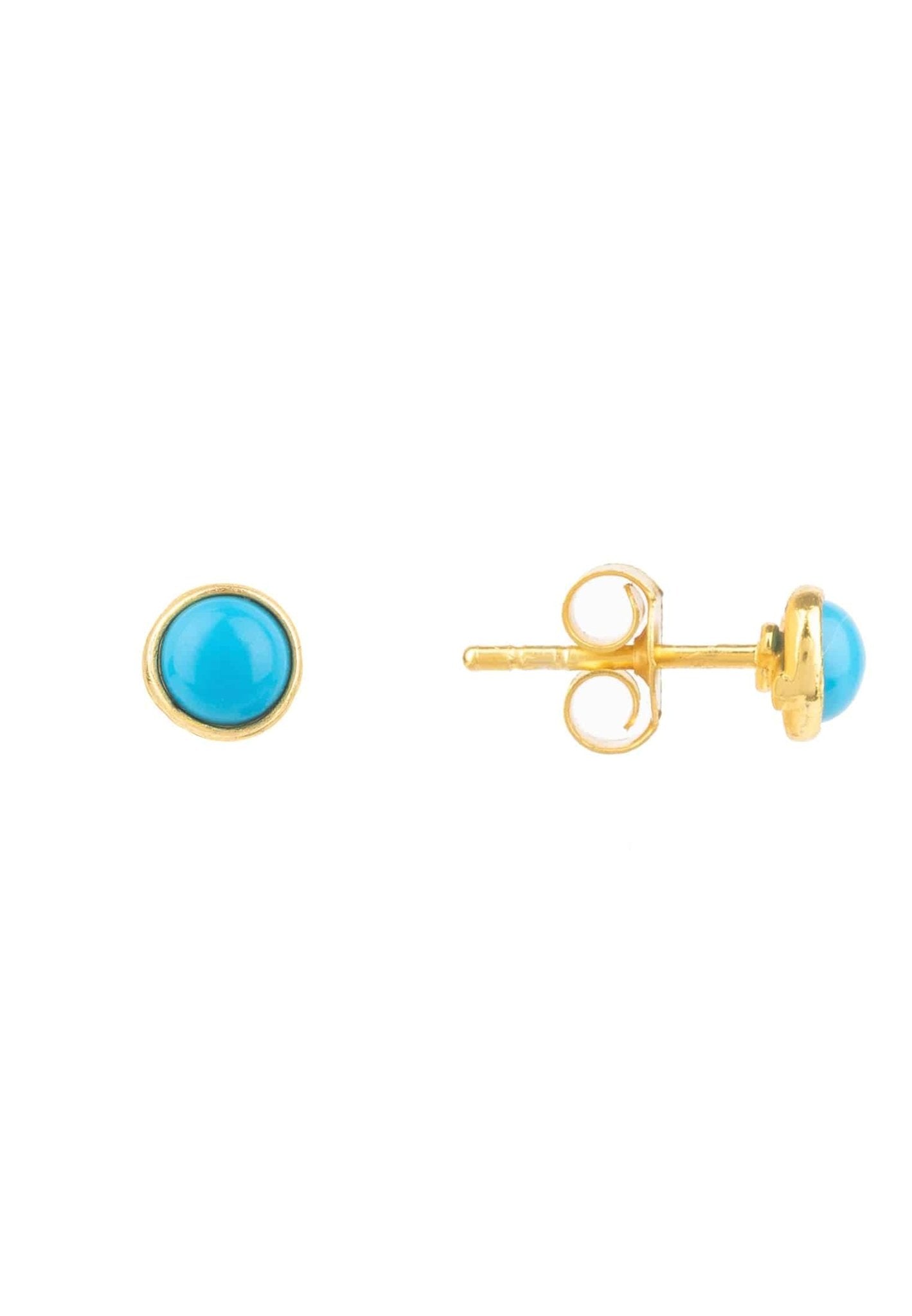 Petite Gemstone Stud Earrings Dipped in Gold with Turquoise - Accessory101