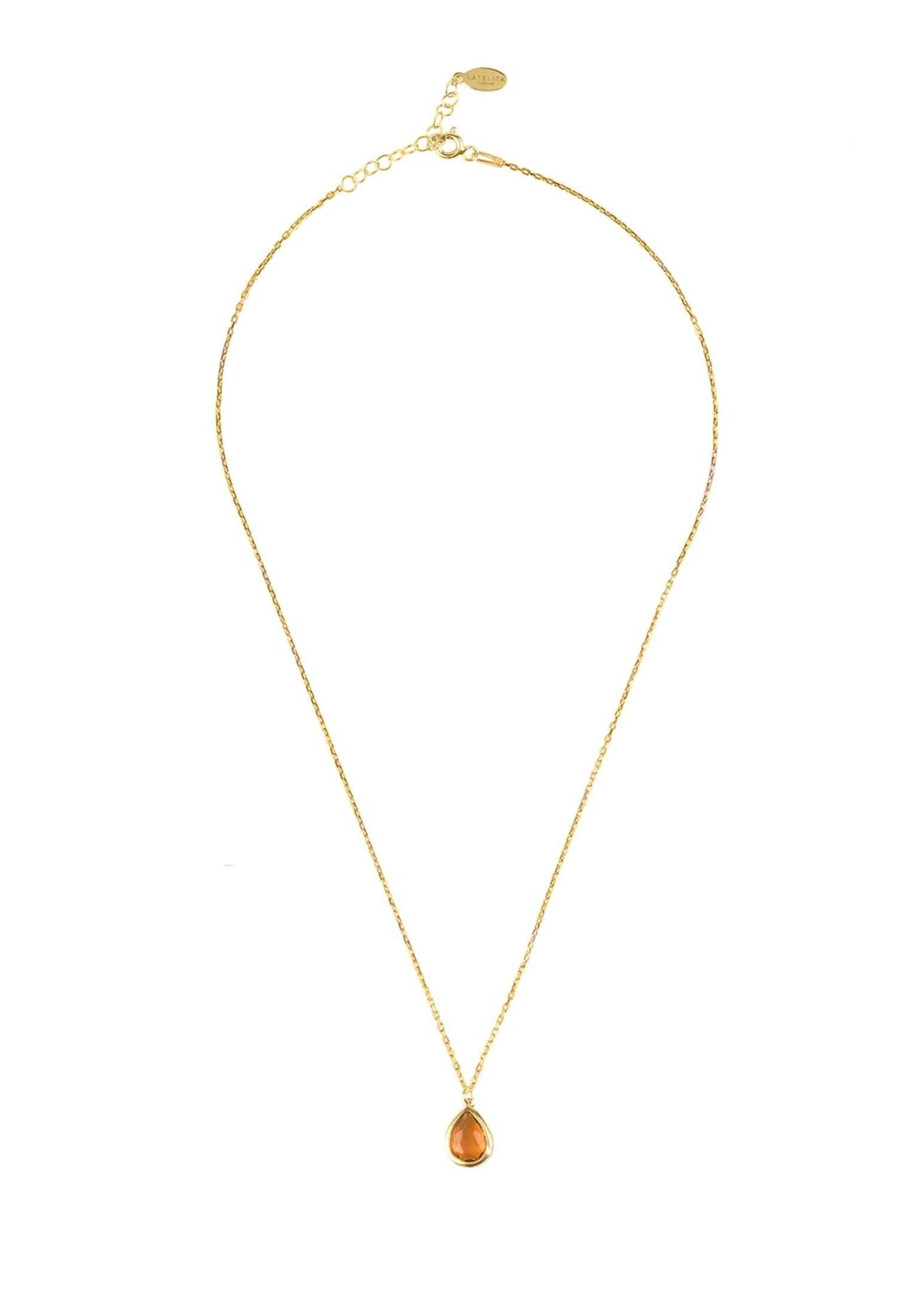 Pisa Teardrop Necklace Dipped in Gold Citrine - Accessory101