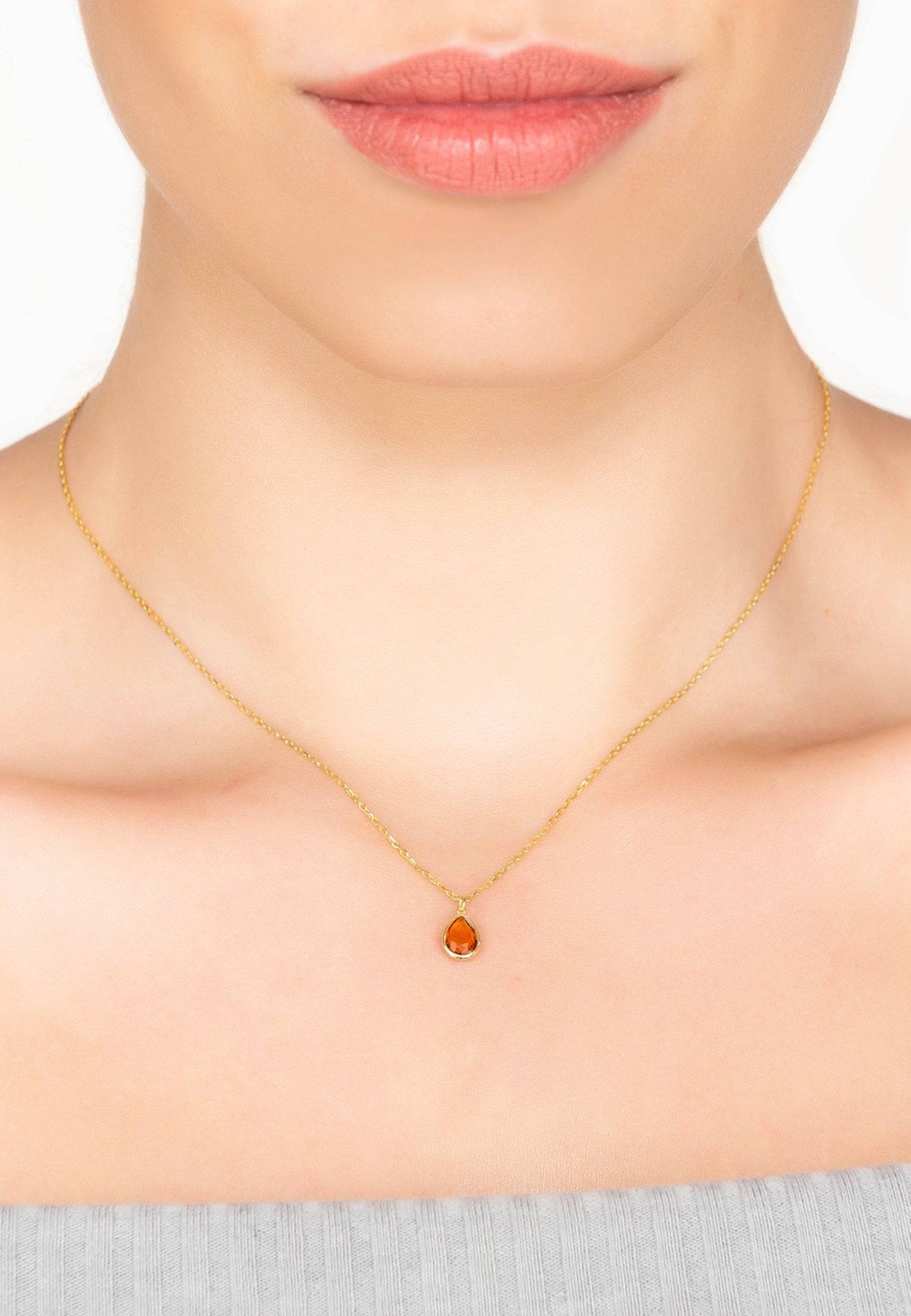 Pisa Teardrop Necklace Dipped in Gold Citrine - Accessory101