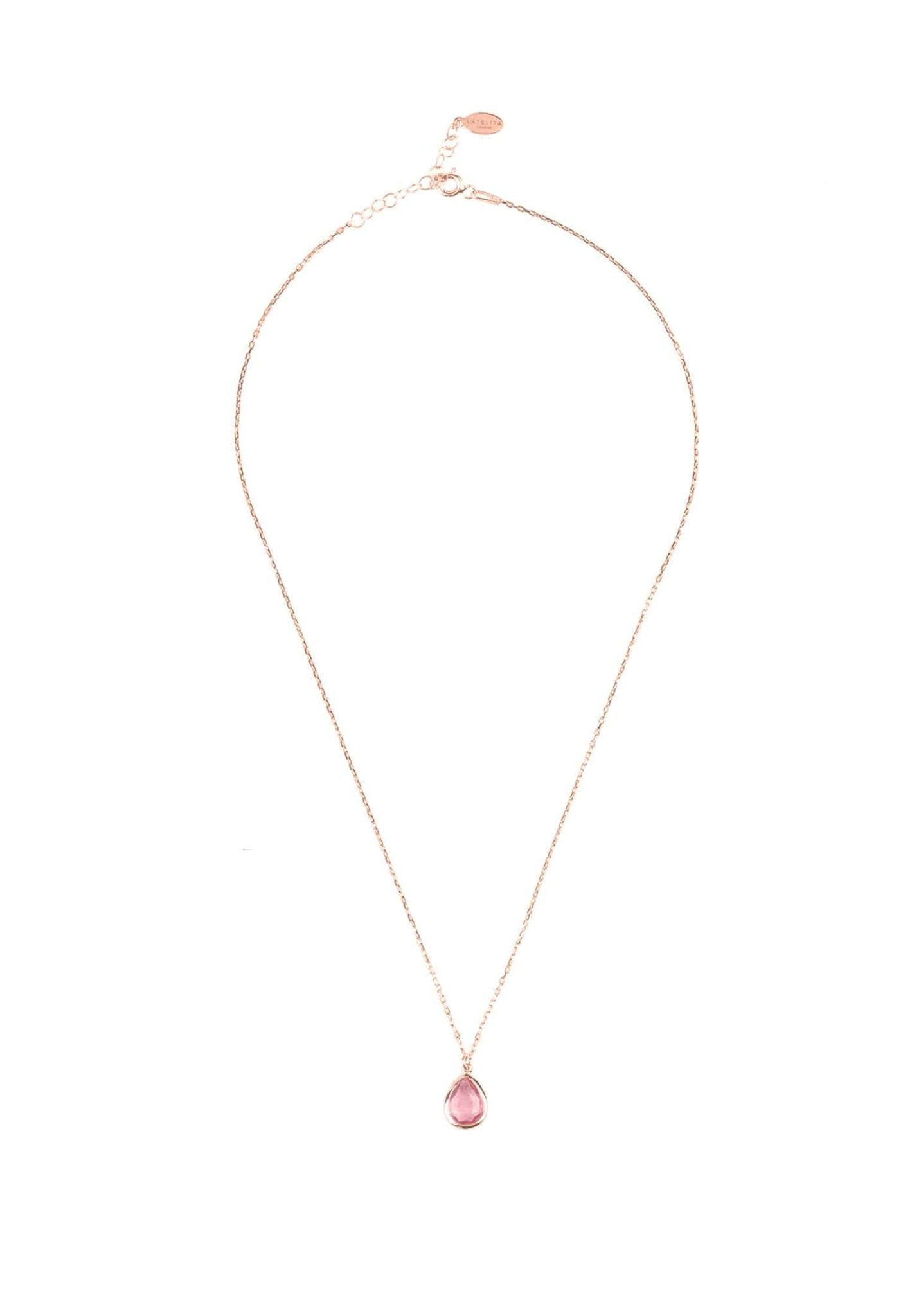 Pisa Teardrop Necklace Dipped in Rose Gold with Pink Tourmaline - Accessory101