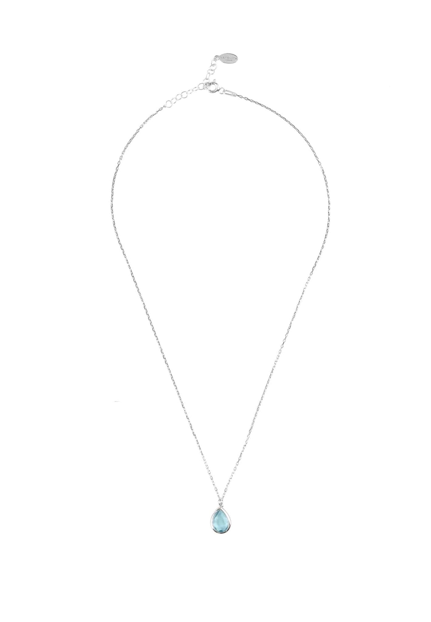 Teardrop Necklace in Silver with Blue Topaz - Accessory101