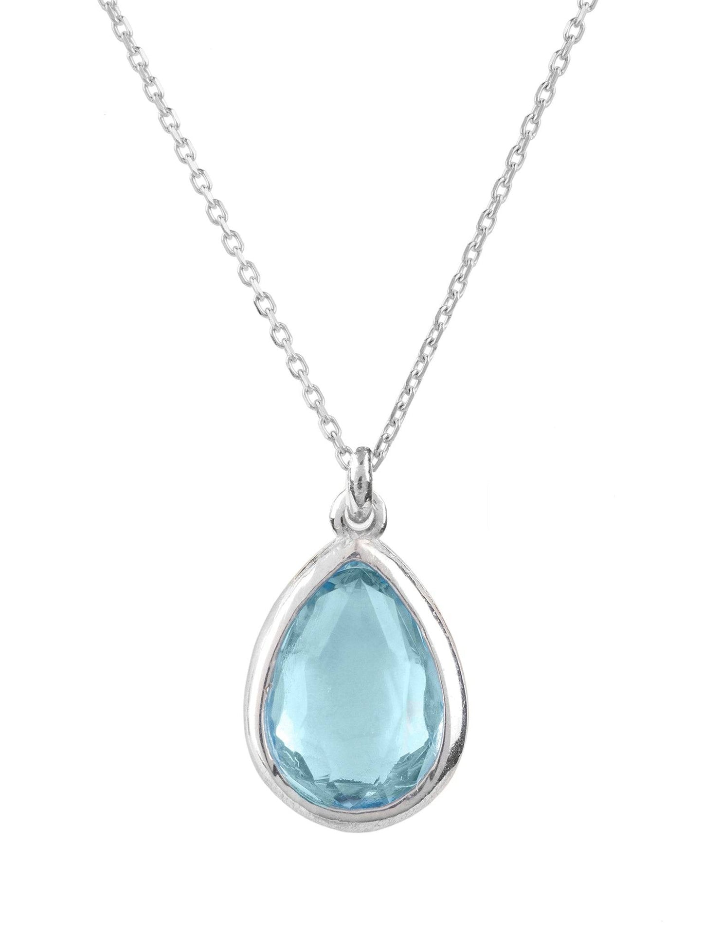 Teardrop Necklace in Silver with Blue Topaz - Accessory101