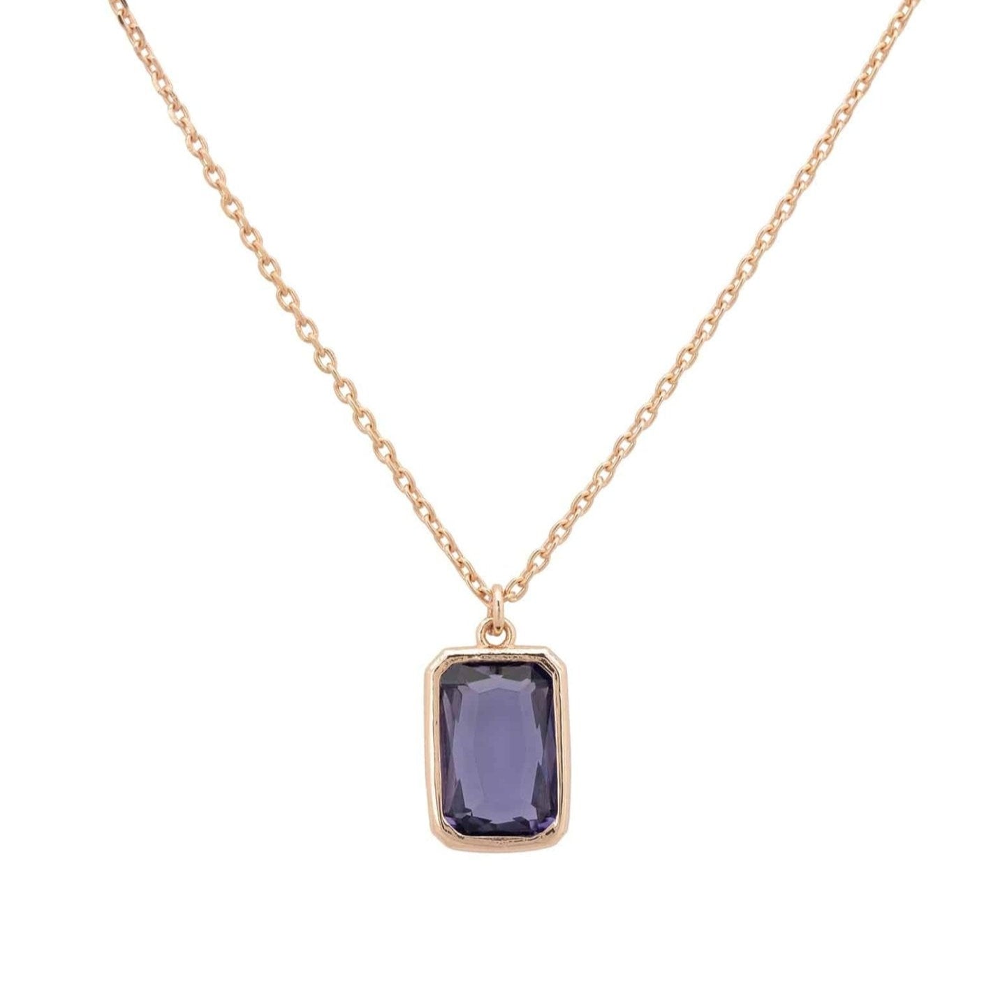 Portofino Necklace Dipped in Rose Gold Amethyst - Accessory101