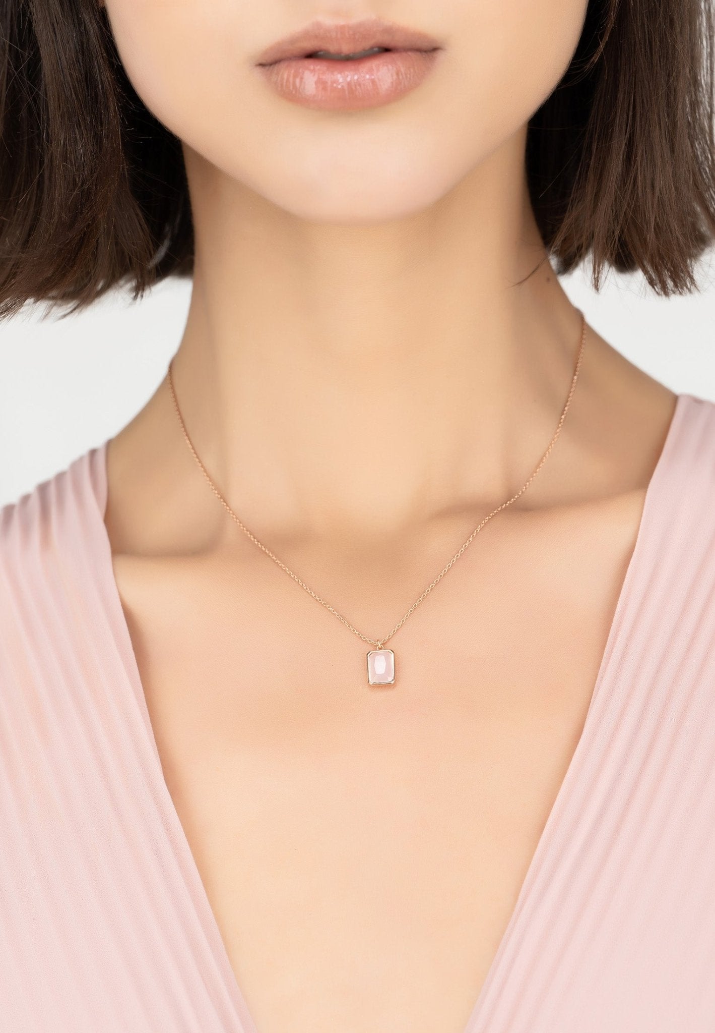 Portofino Necklace Dipped in Rose Gold Rose Quartz - Accessory101