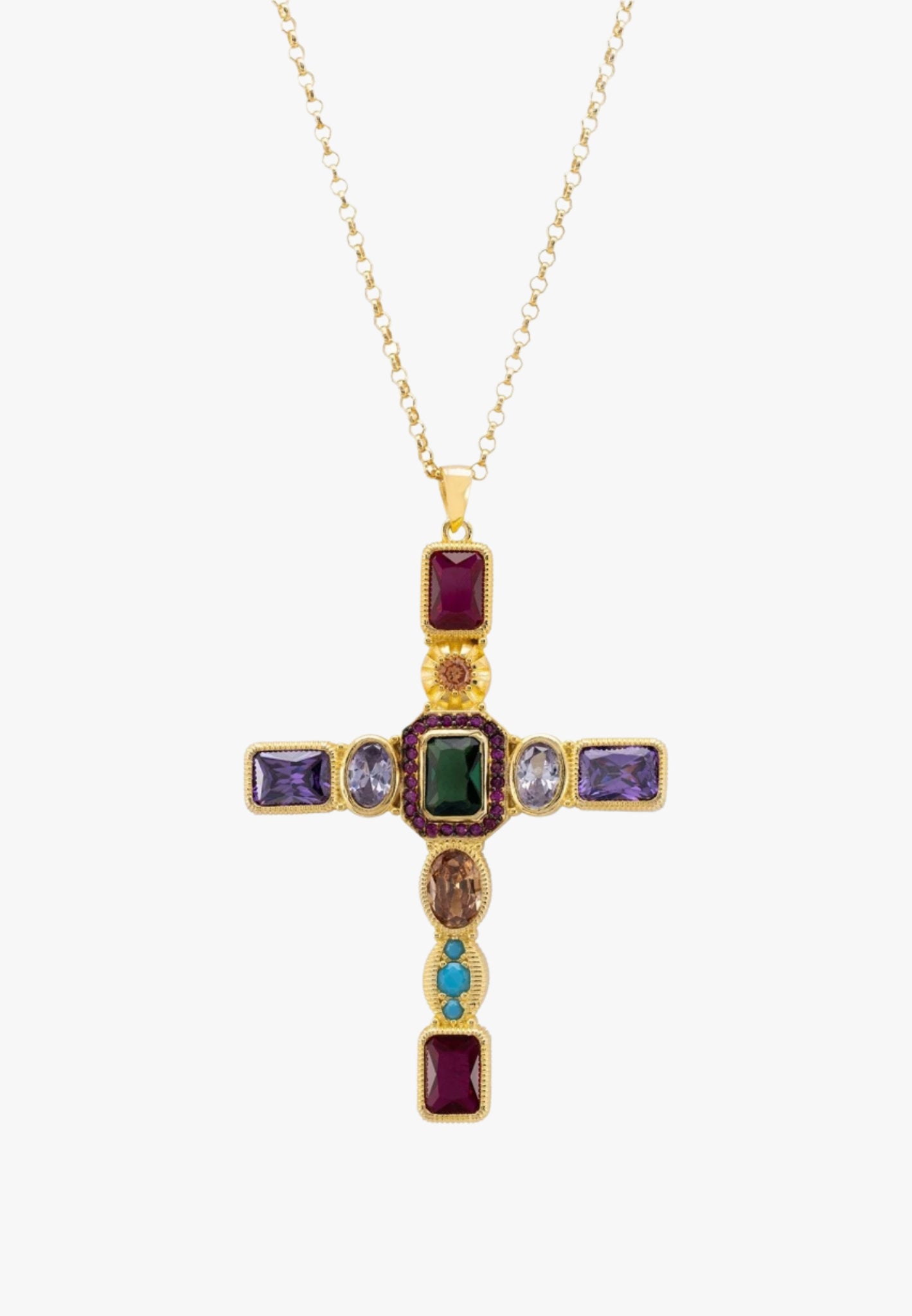 Santa maria extra large gemstone cross pendant