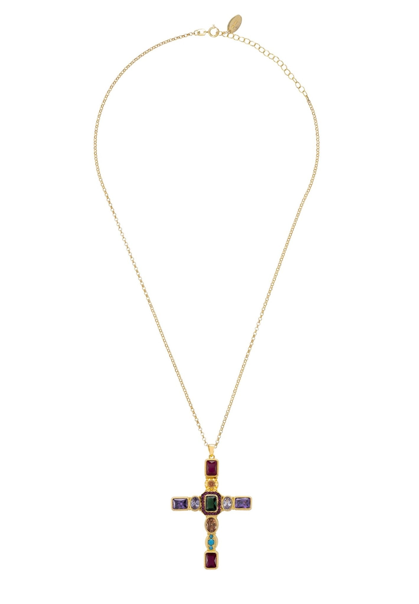 Santa maria extra large gemstone cross pendant