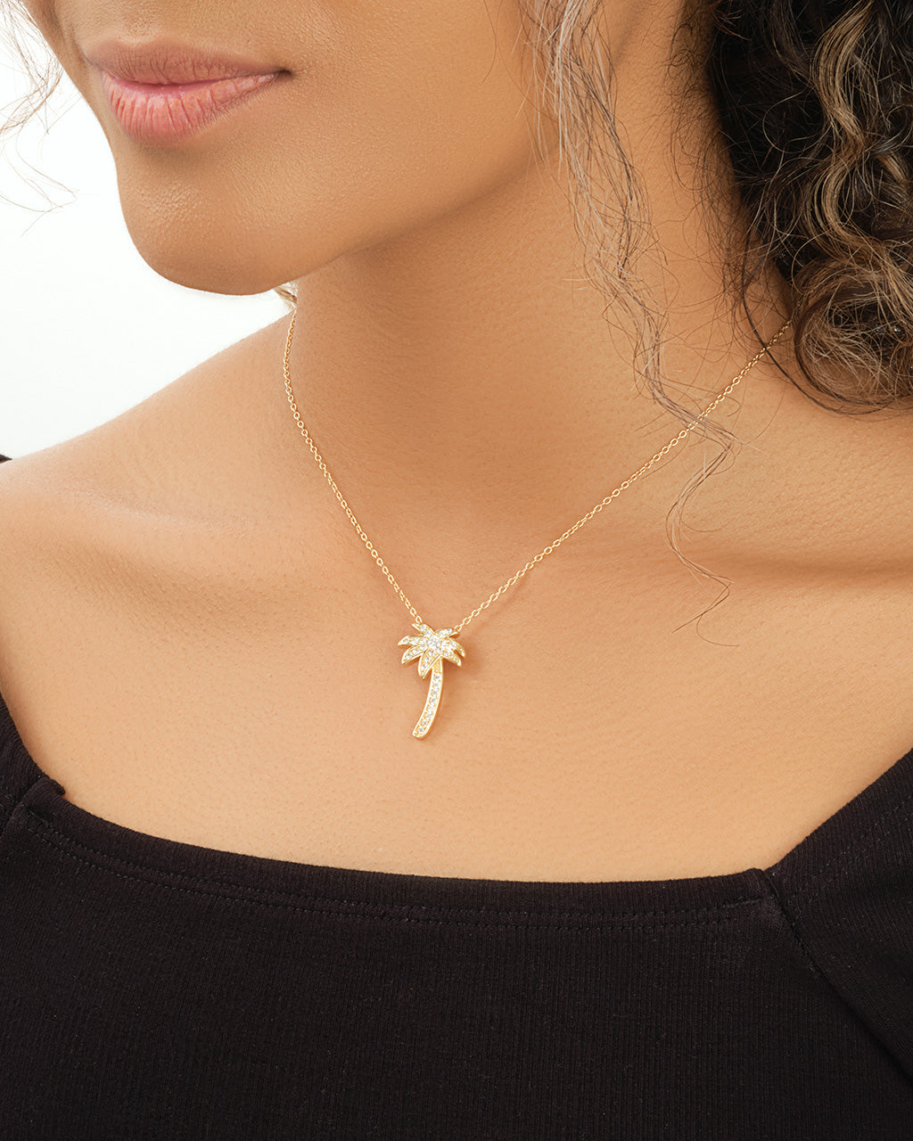 Palm tree pendant necklace