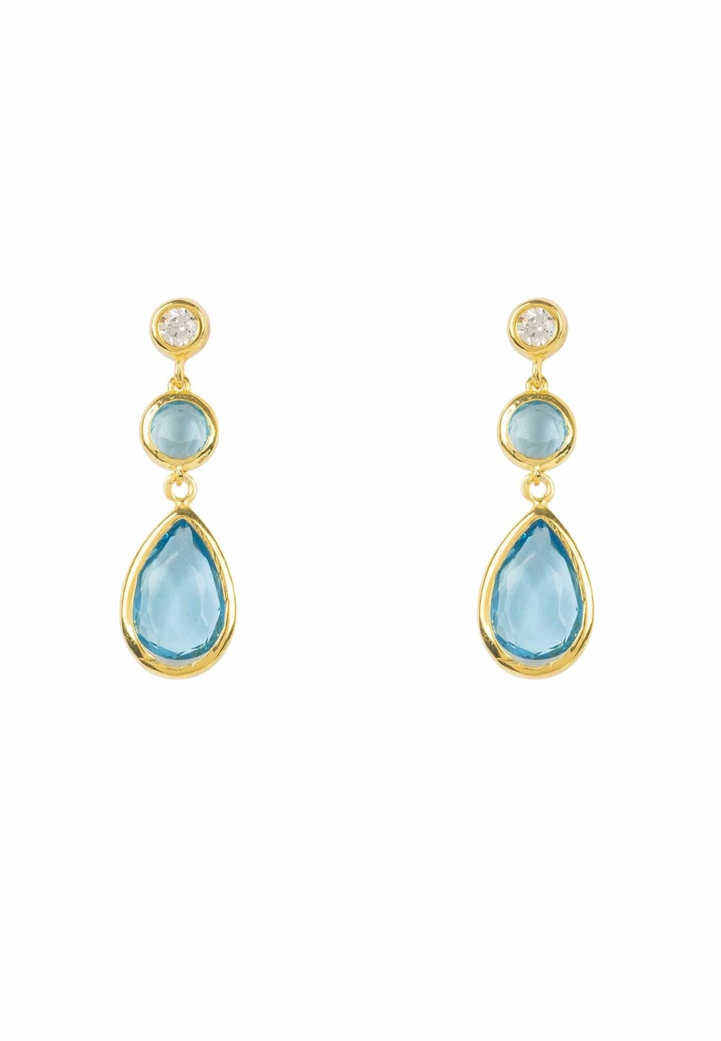 Tuscany Drop Earrings Dipped in Gold with Blue Topaz - Accessory101
