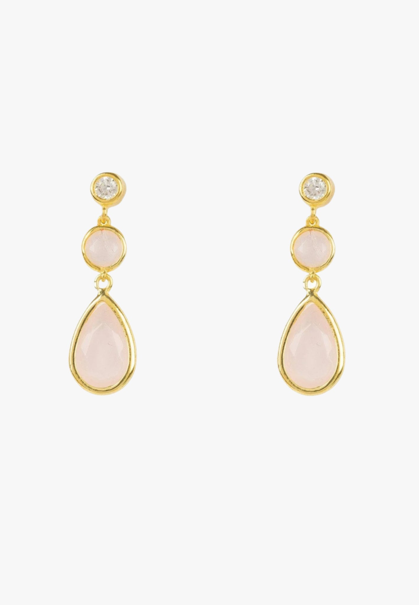 Tuscany gemstone drop earring gold rose quartz