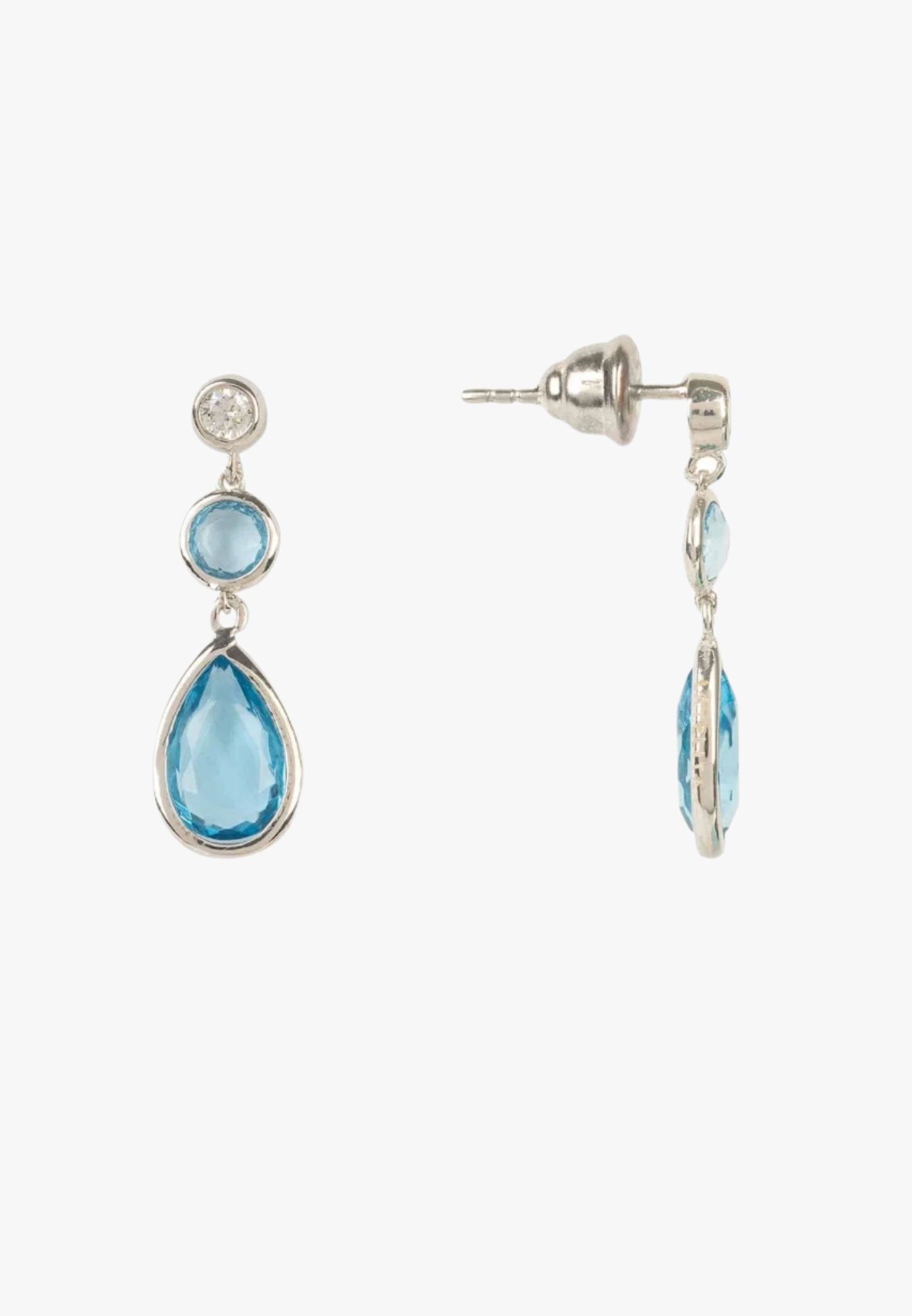 Tuscany gemstone drop earring silver blue topaz hydro