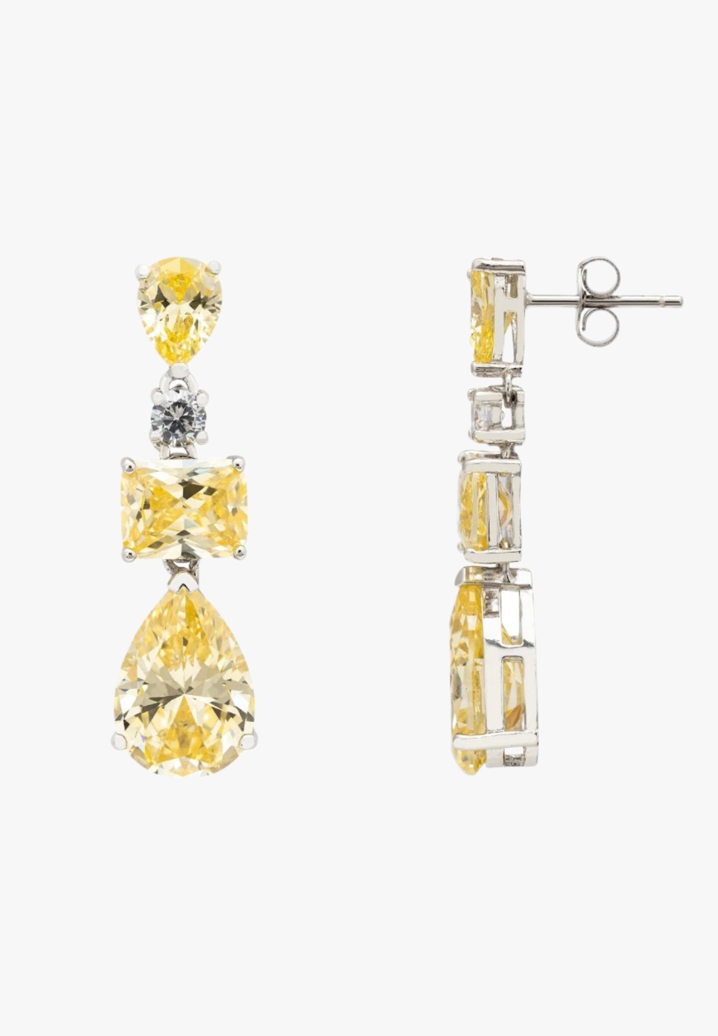 Valentina drop earrings silver yellow topaz