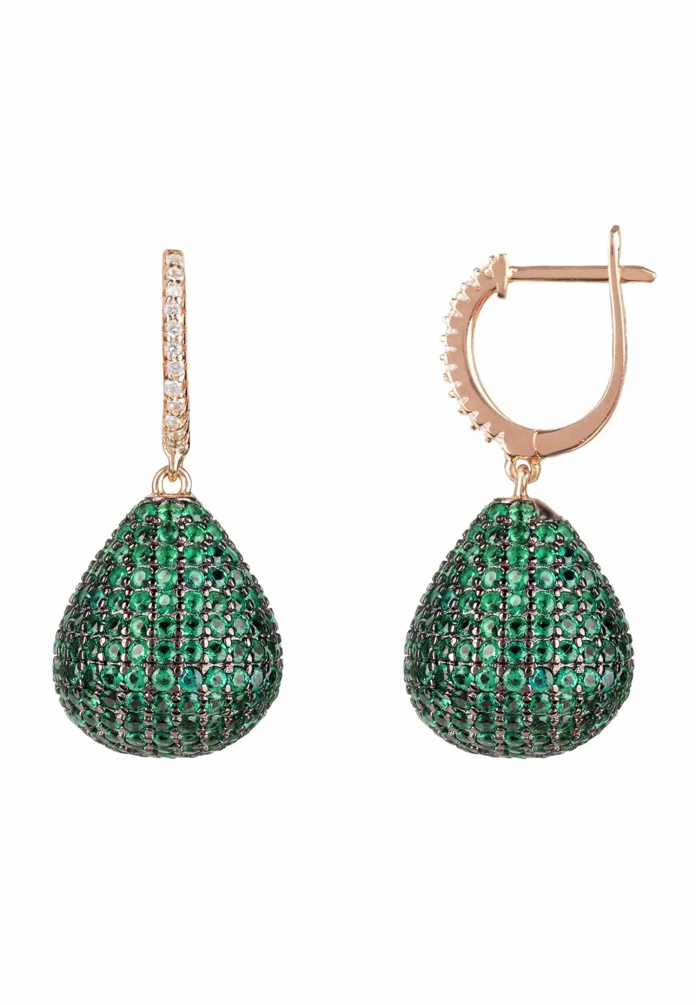 Valerie pear drop gemstone earrings rosegold