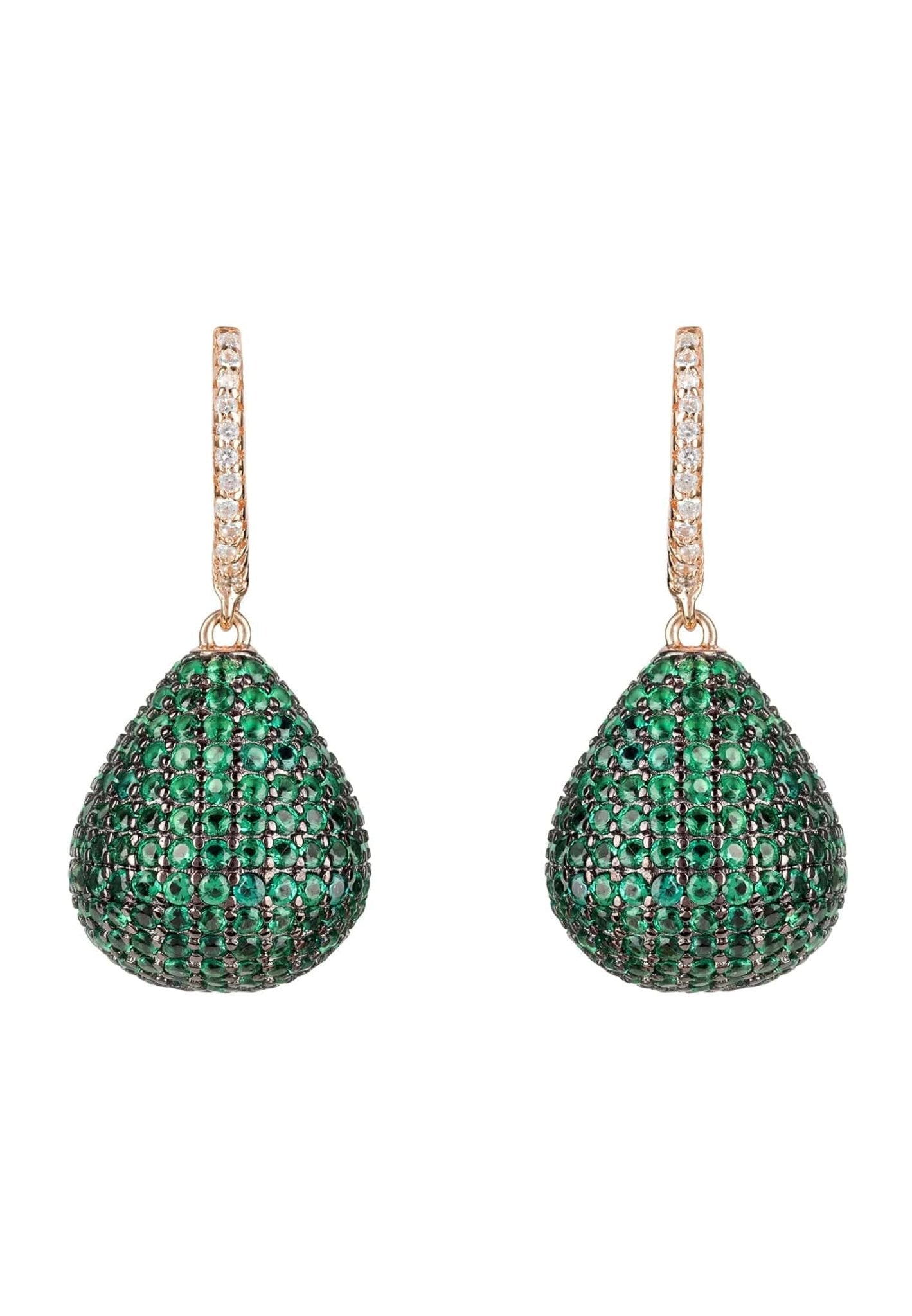 Valerie pear drop gemstone earrings rosegold