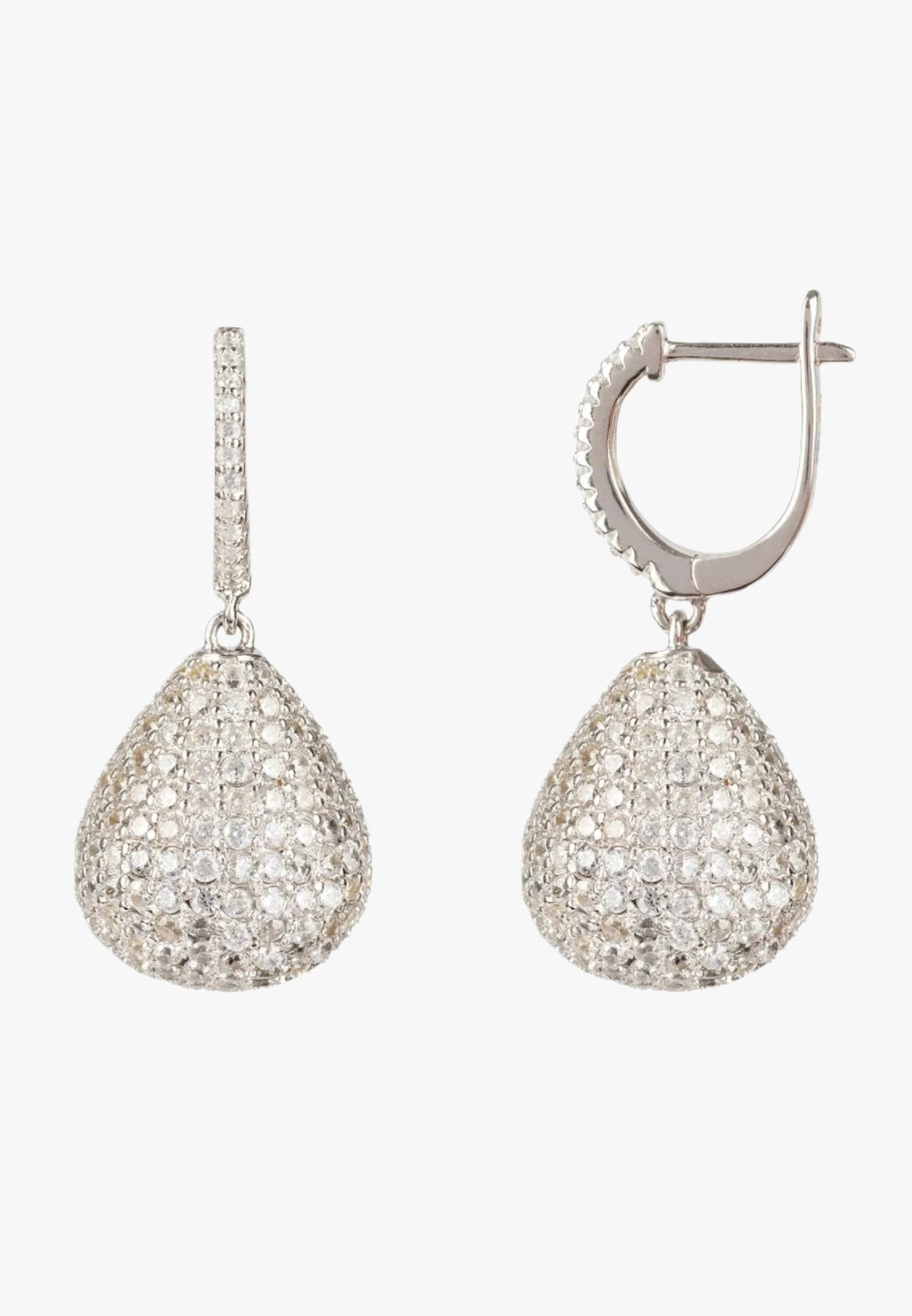 Valerie pear drop gemstone earrings silver white cz