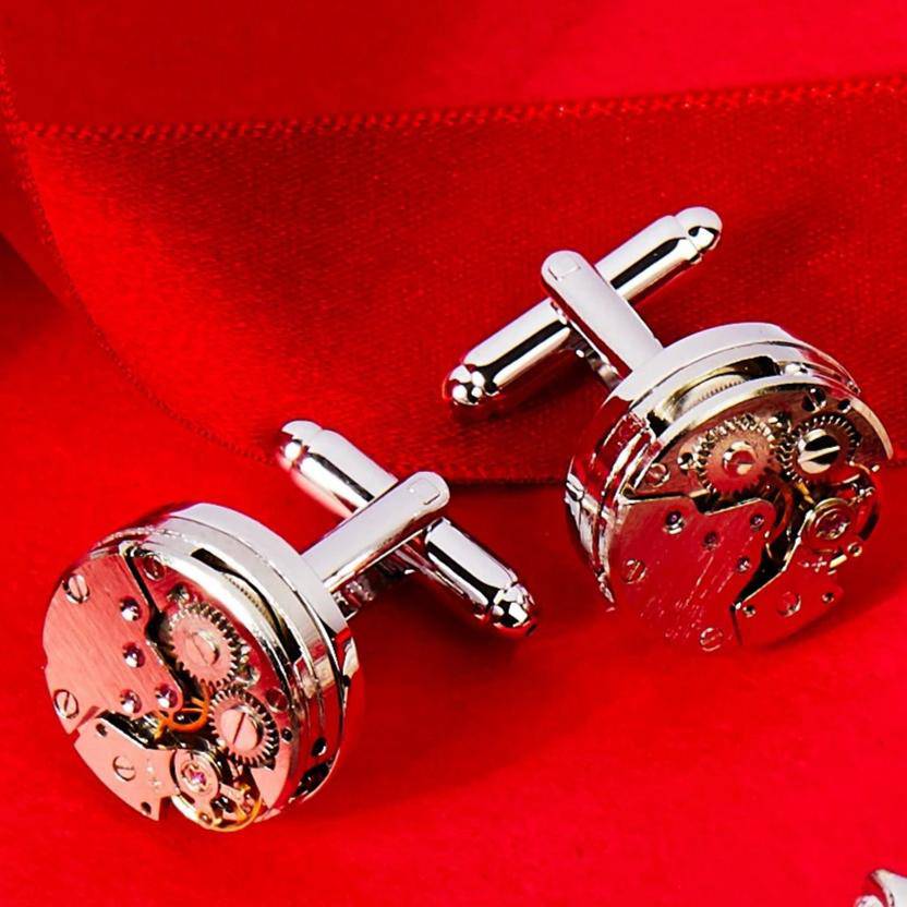 Watch movement silver cufflinks stylish