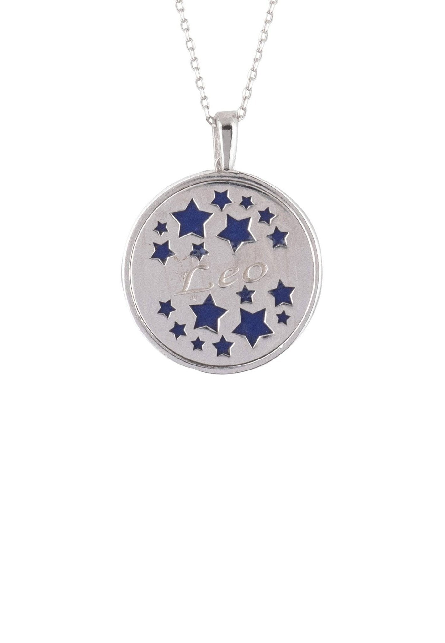 Leo Constellation Pendant Necklace in Silver with Lapis Lazuli - Accessory101