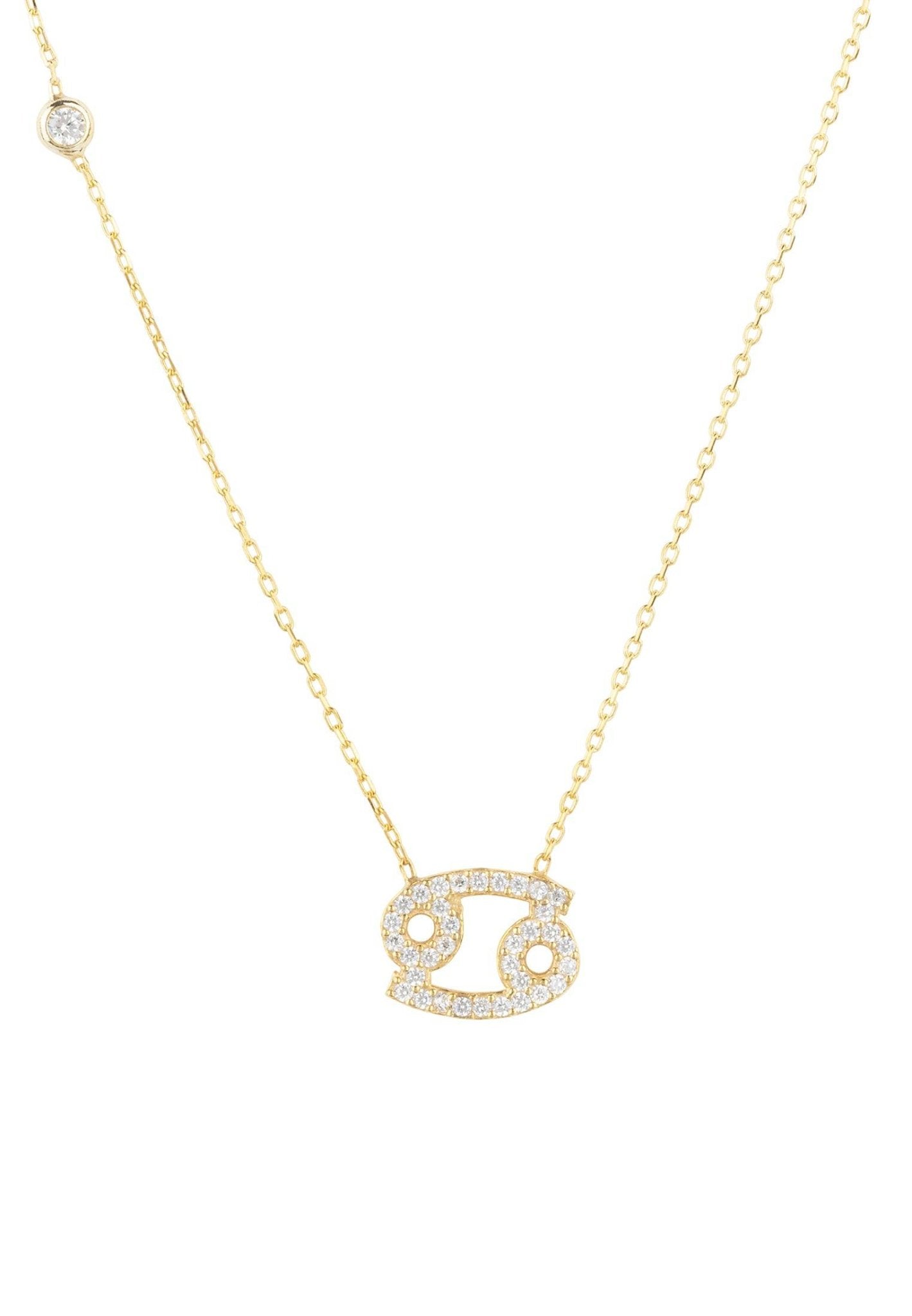 Cancer Zodiac Necklace Dipped in Gold and White Zircon - Accessory101