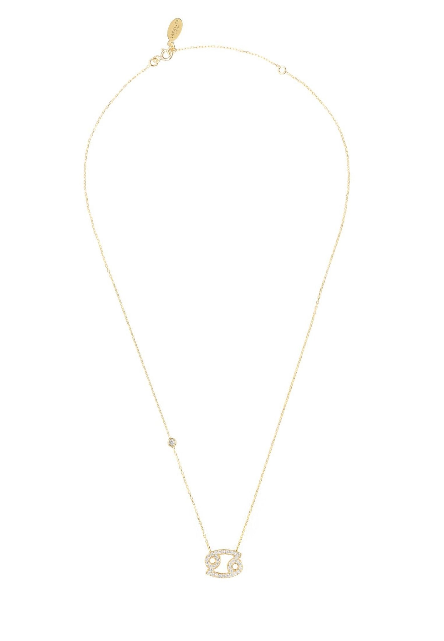 Cancer Zodiac Necklace Dipped in Gold and White Zircon - Accessory101